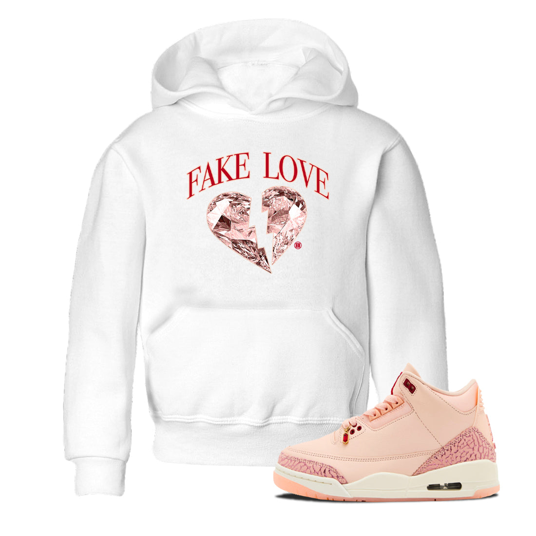 Fake Love snkmatch Tees Kids - Air Jordan 3 Valentines Day