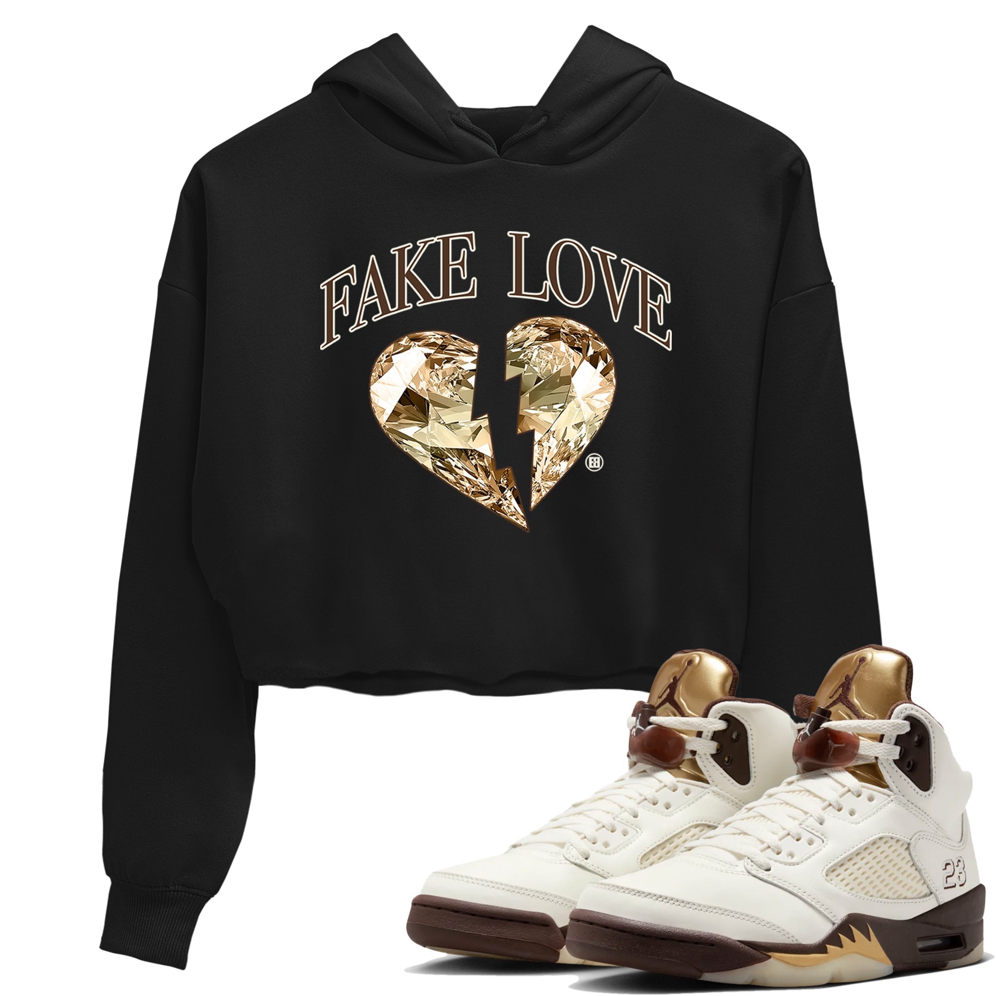 Fake Love snkmatch Women's Top - Air Jordan 5 Golden Ticket