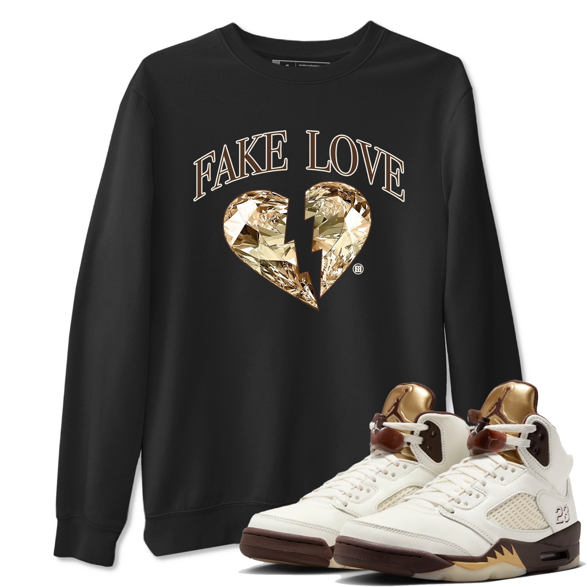 Fake Love snkmatch Tees - Air Jordan 5 Golden Ticket
