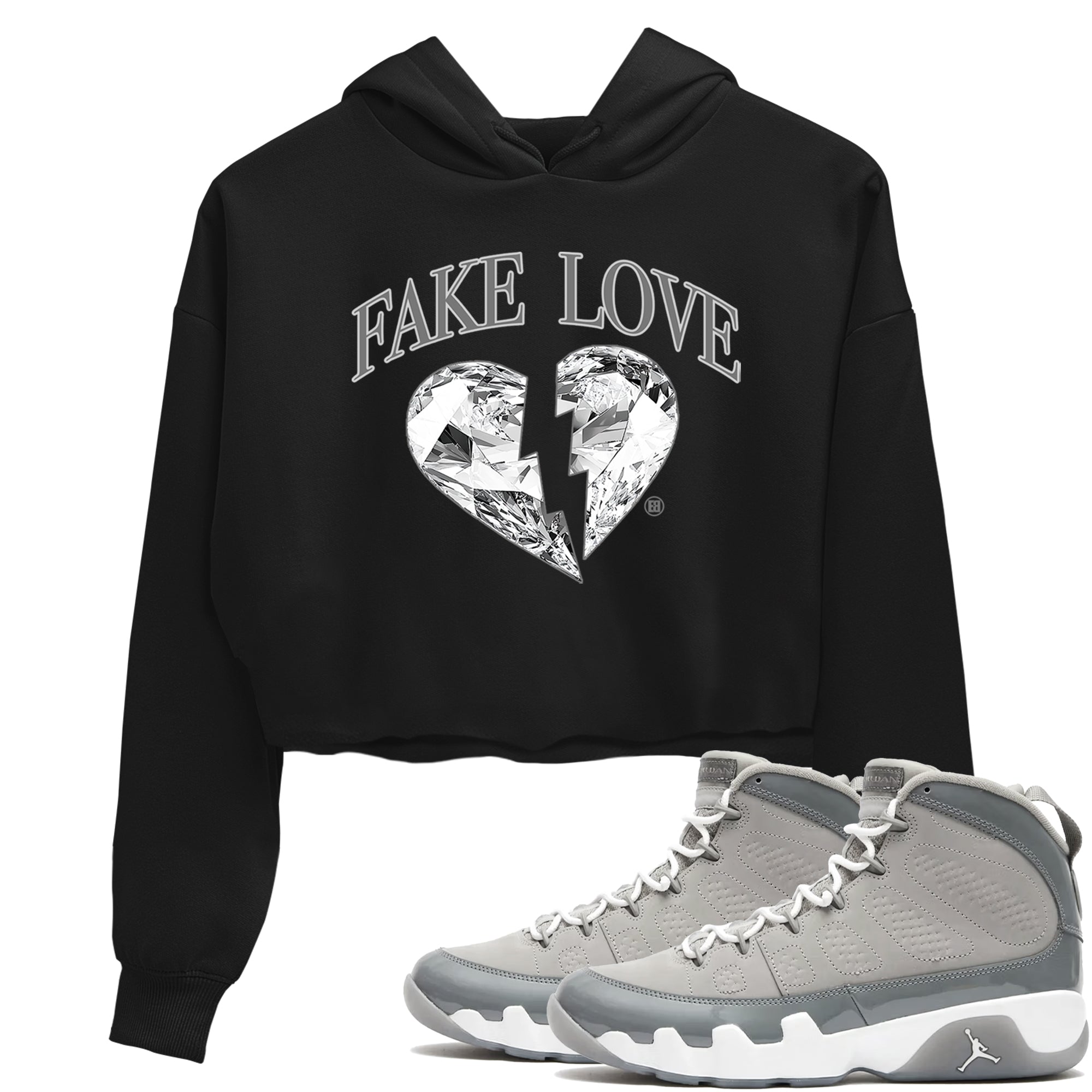 Fake Love snkmatch Women's Top - Air Jordan 9 Cool Grey