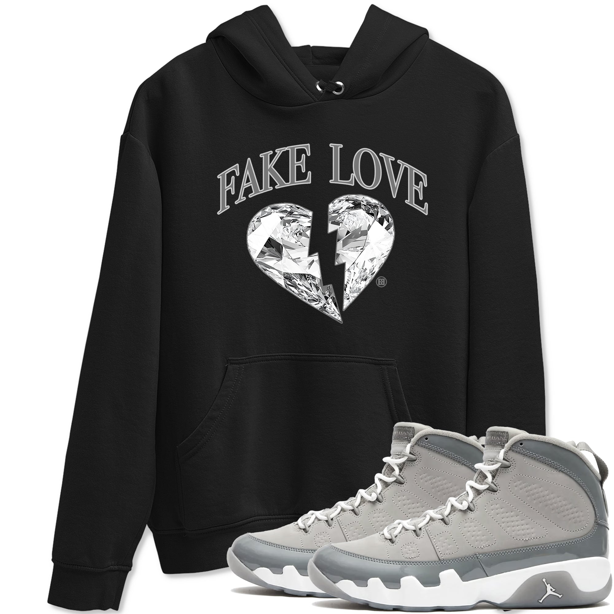 Fake Love snkmatch Tees - Air Jordan 9 Cool Grey