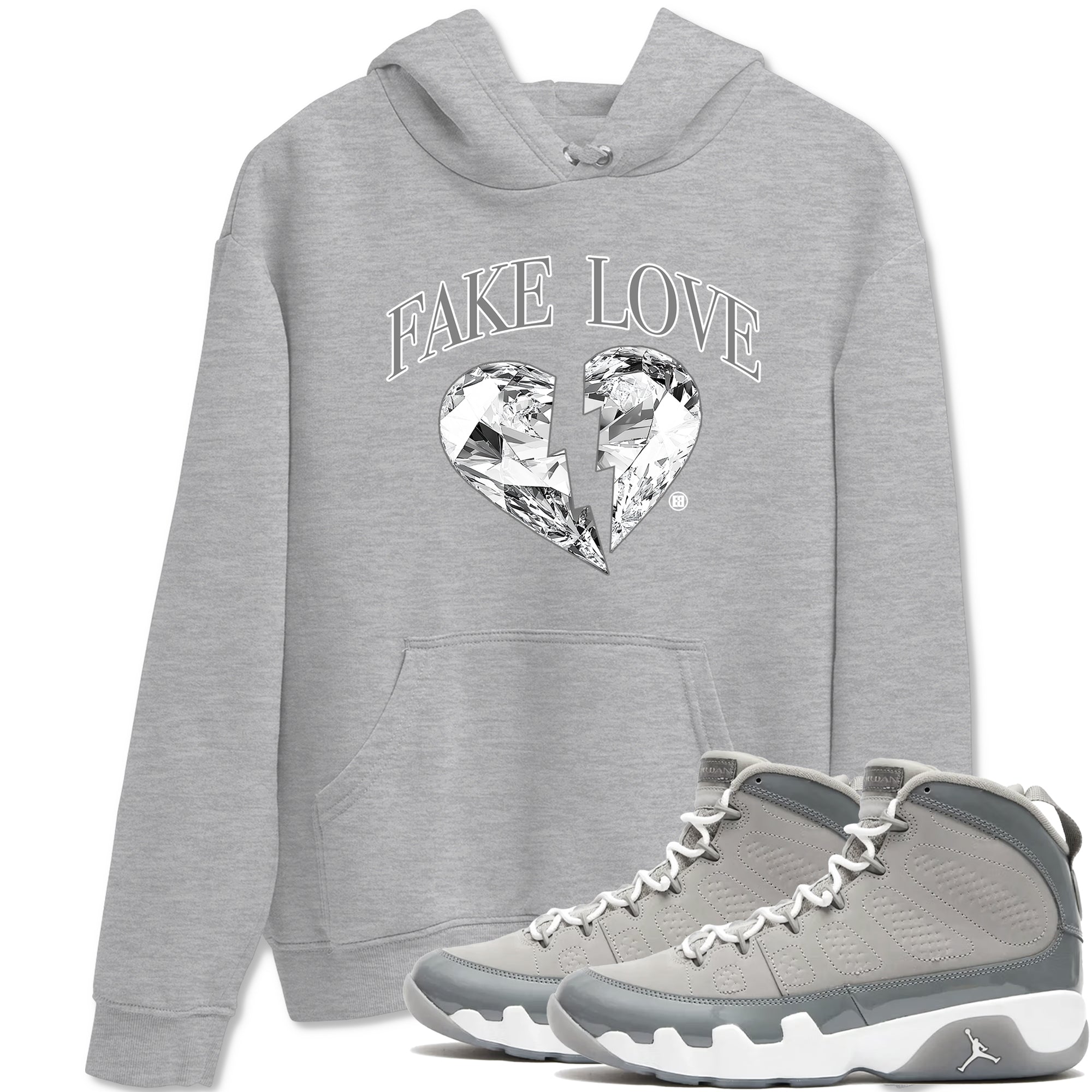 Fake Love snkmatch Tees - Air Jordan 9 Cool Grey
