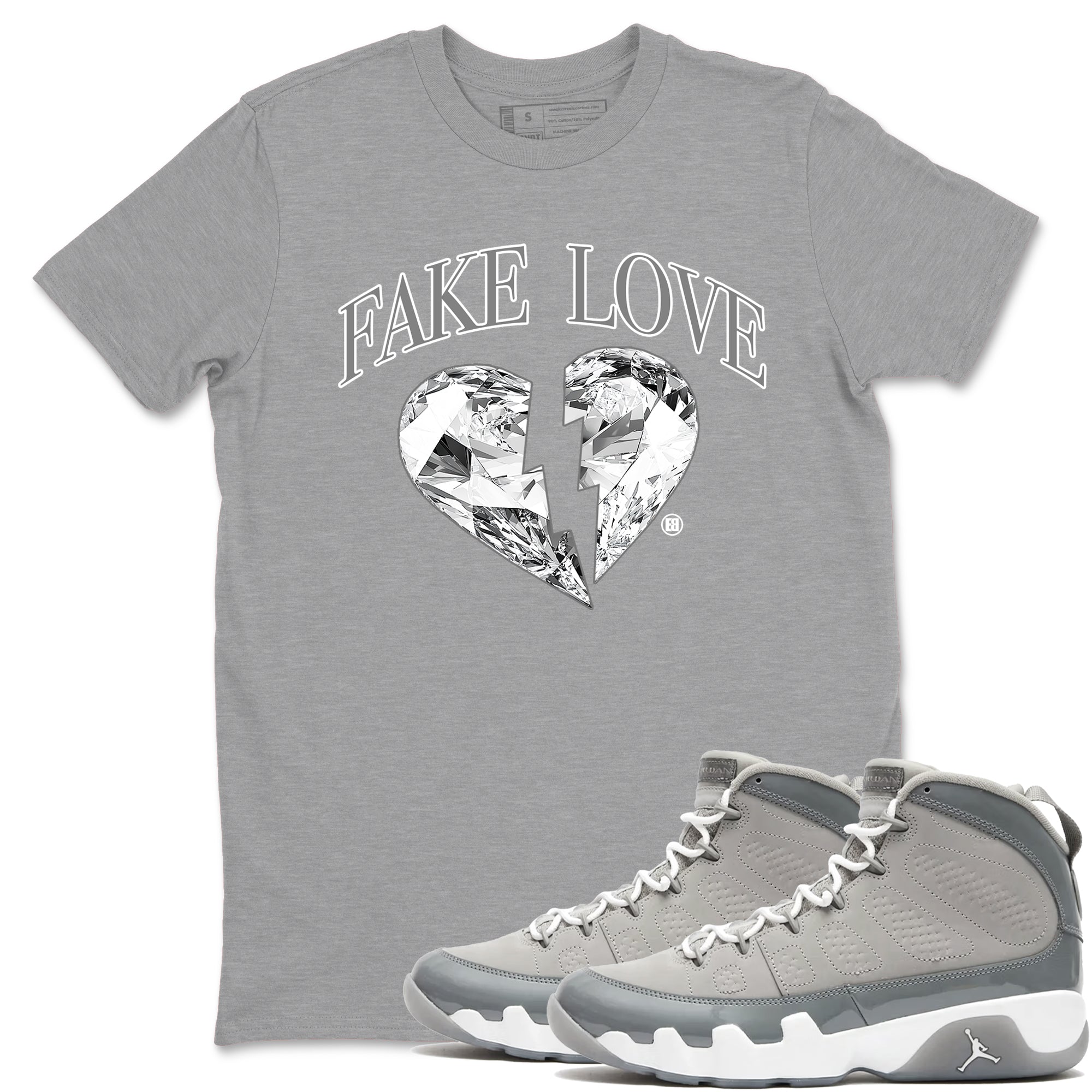 Fake Love snkmatch Tees - Air Jordan 9 Cool Grey