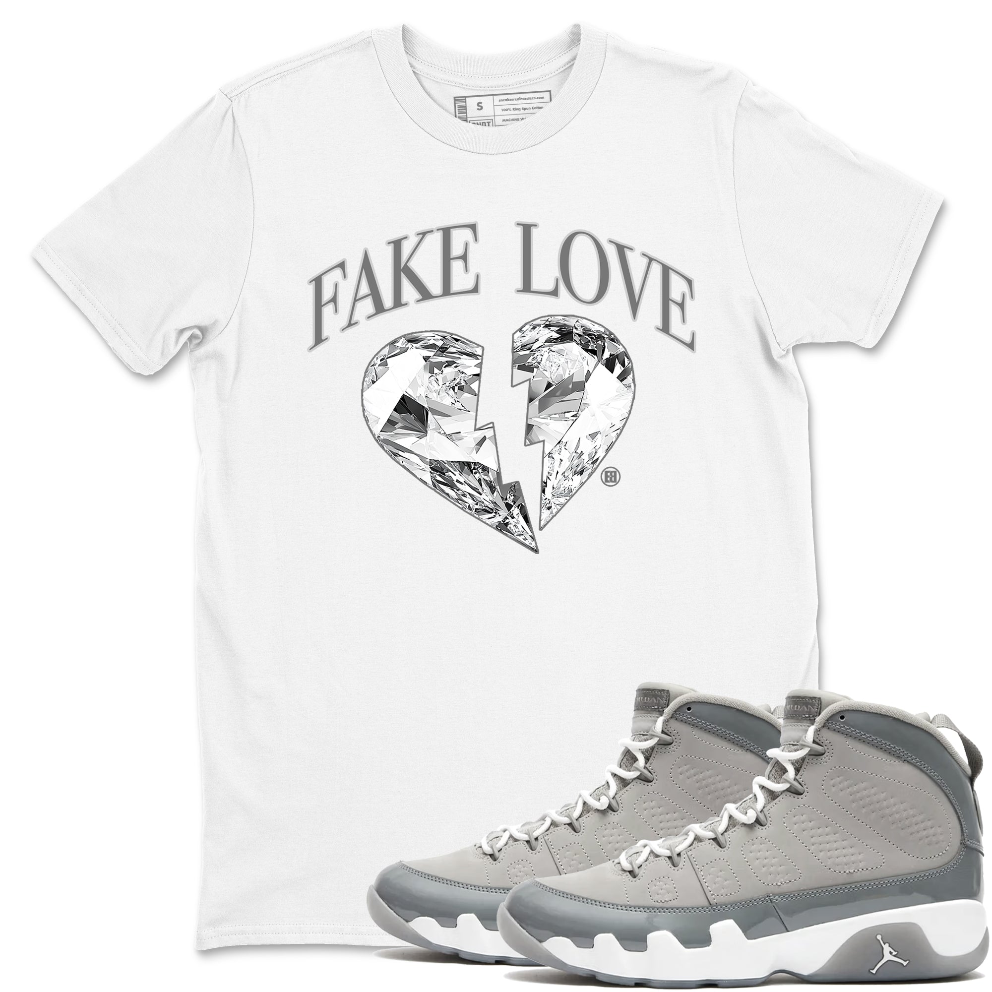 Fake Love snkmatch Tees - Air Jordan 9 Cool Grey