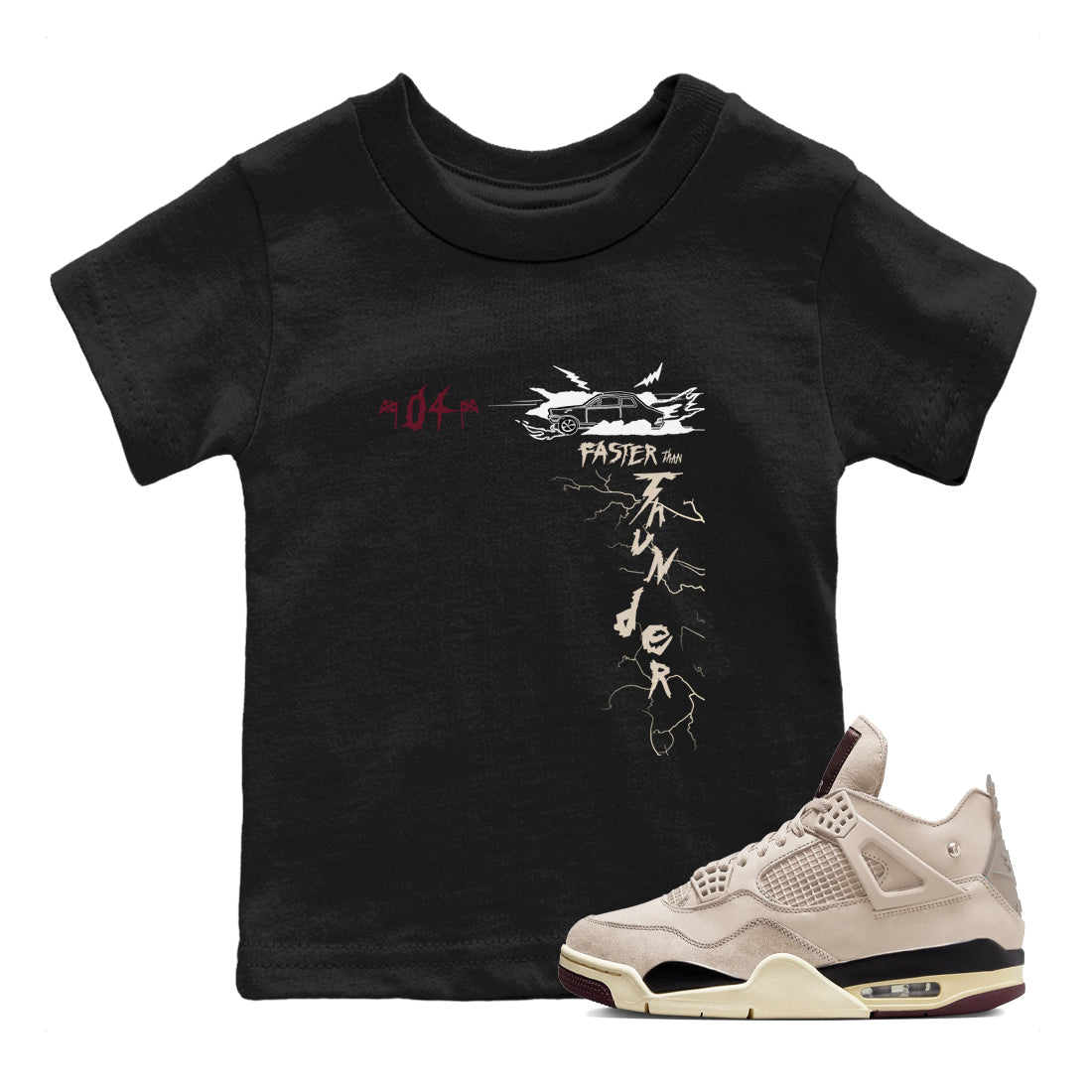 Faster Than Thunder snkmatch Tees Kids - Air Jordan 4 A Ma Maniere x Fossil Stone