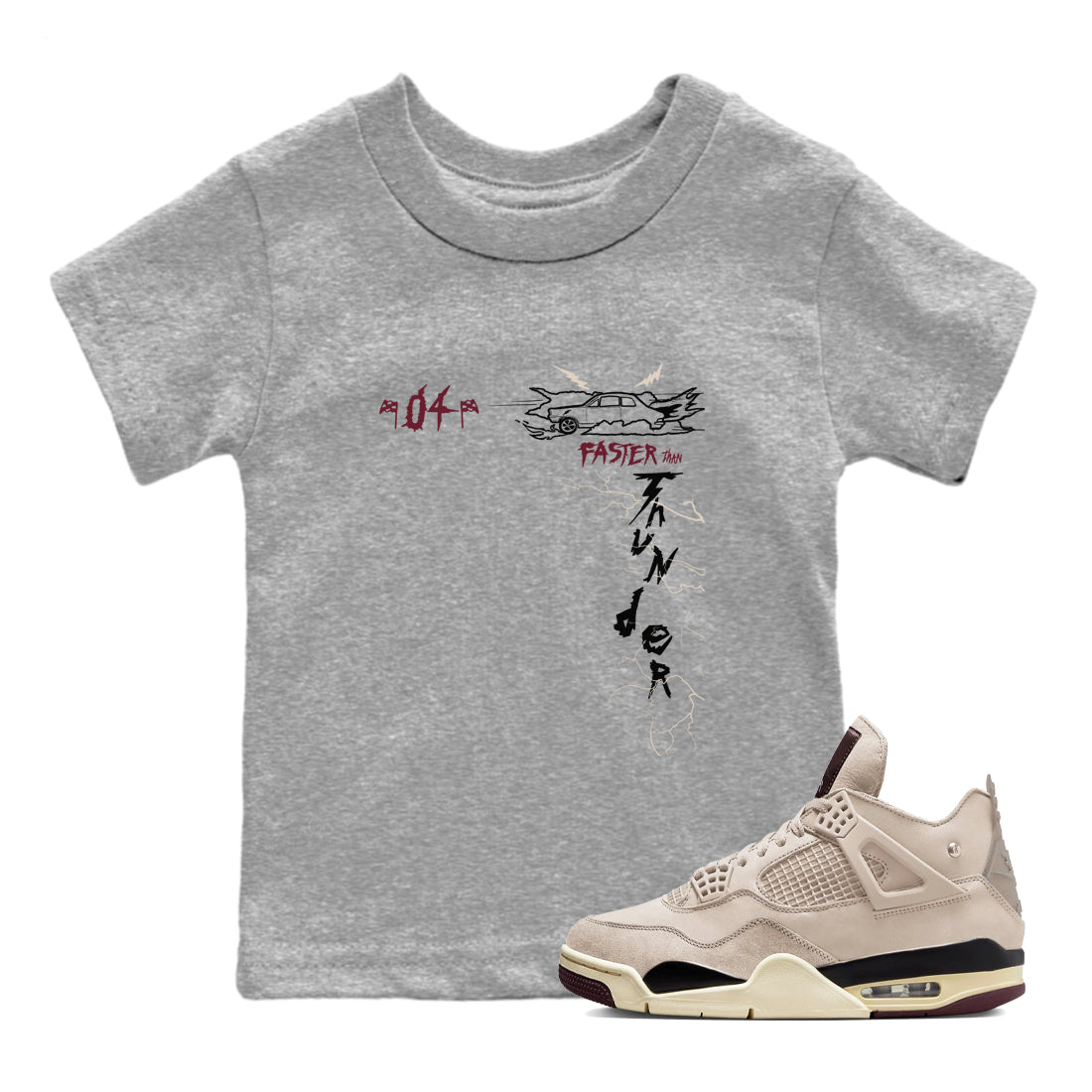 Faster Than Thunder snkmatch Tees Kids - Air Jordan 4 A Ma Maniere x Fossil Stone