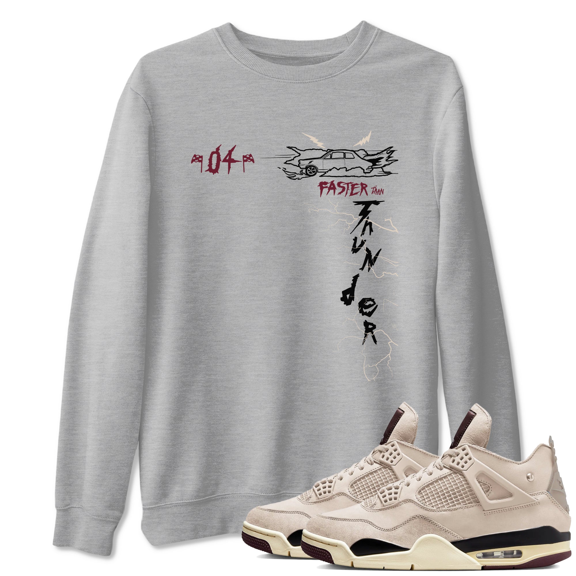 Faster Than Thunder snkmatch Tees - Air Jordan 4 A Ma Maniere x Fossil Stone