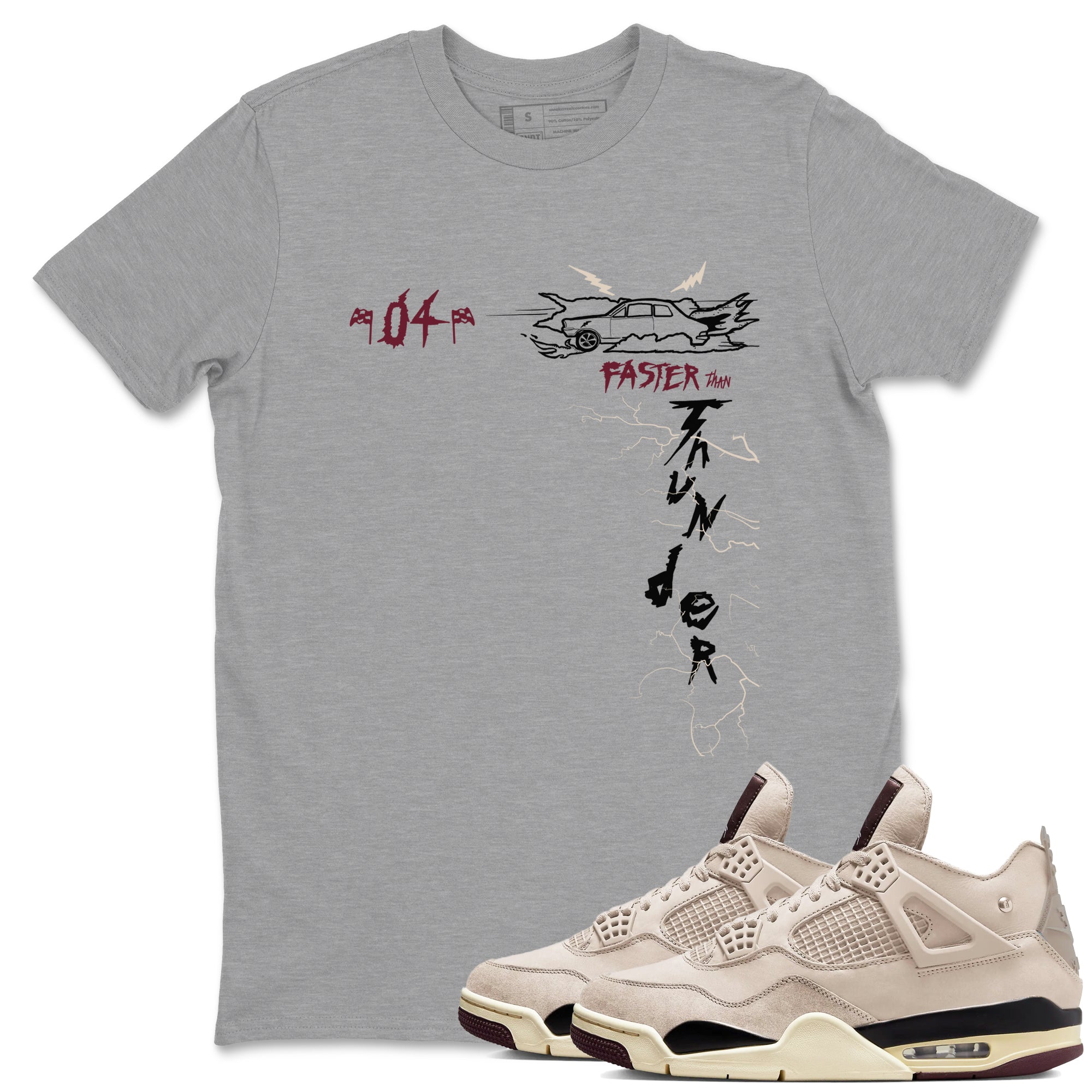 Faster Than Thunder snkmatch Tees - Air Jordan 4 A Ma Maniere x Fossil Stone