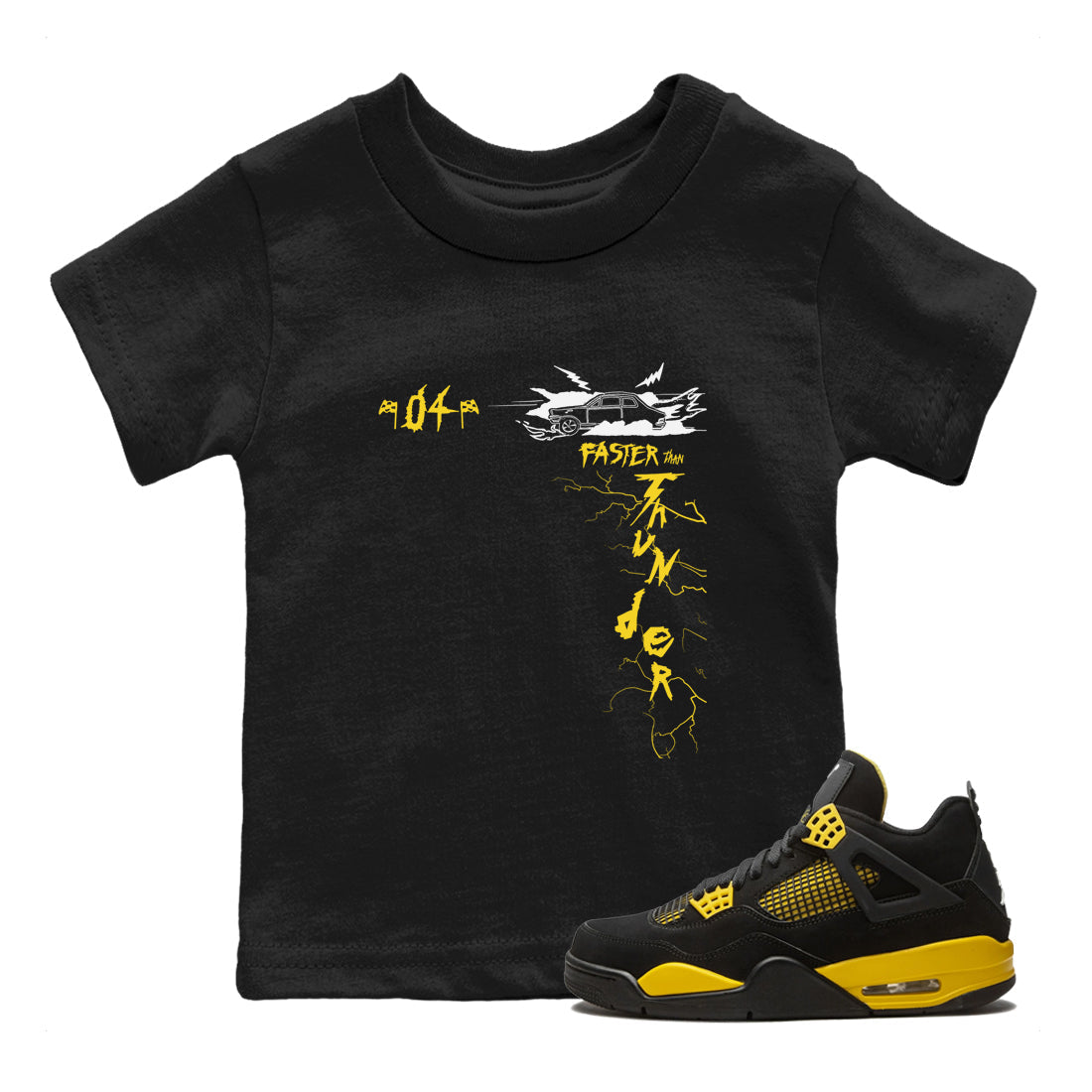 Faster Than Thunder snkmatch Tees Kids - Air Jordan 4 Thunder