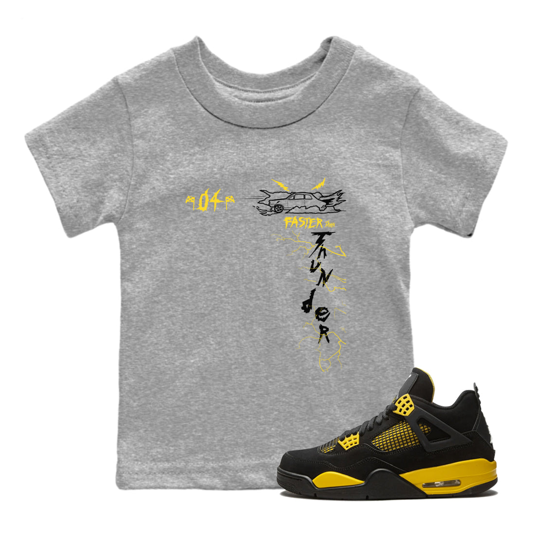 Faster Than Thunder snkmatch Tees Kids - Air Jordan 4 Thunder