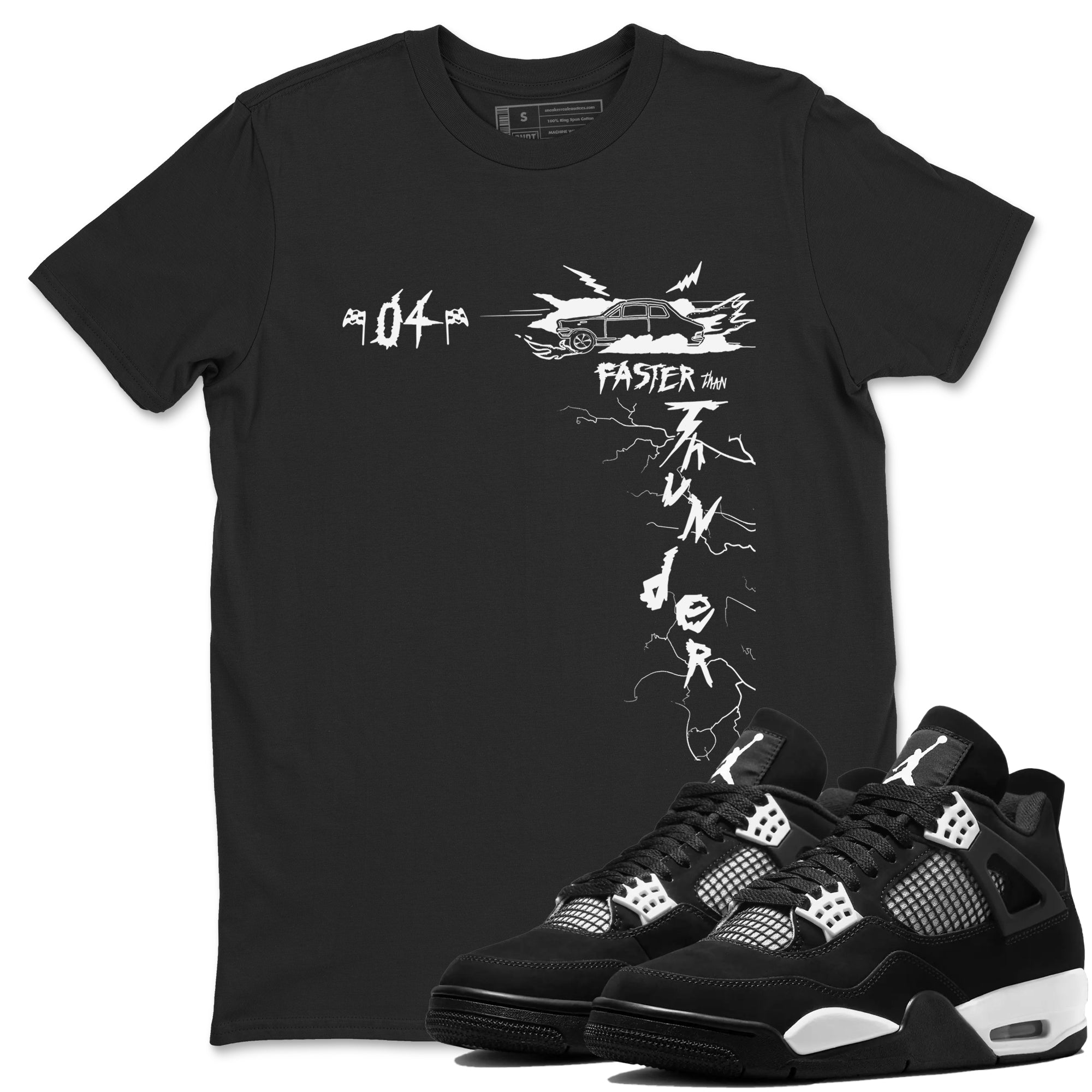 Faster Than Thunder snkmatch Tees - Air Jordan 4 White Thunder