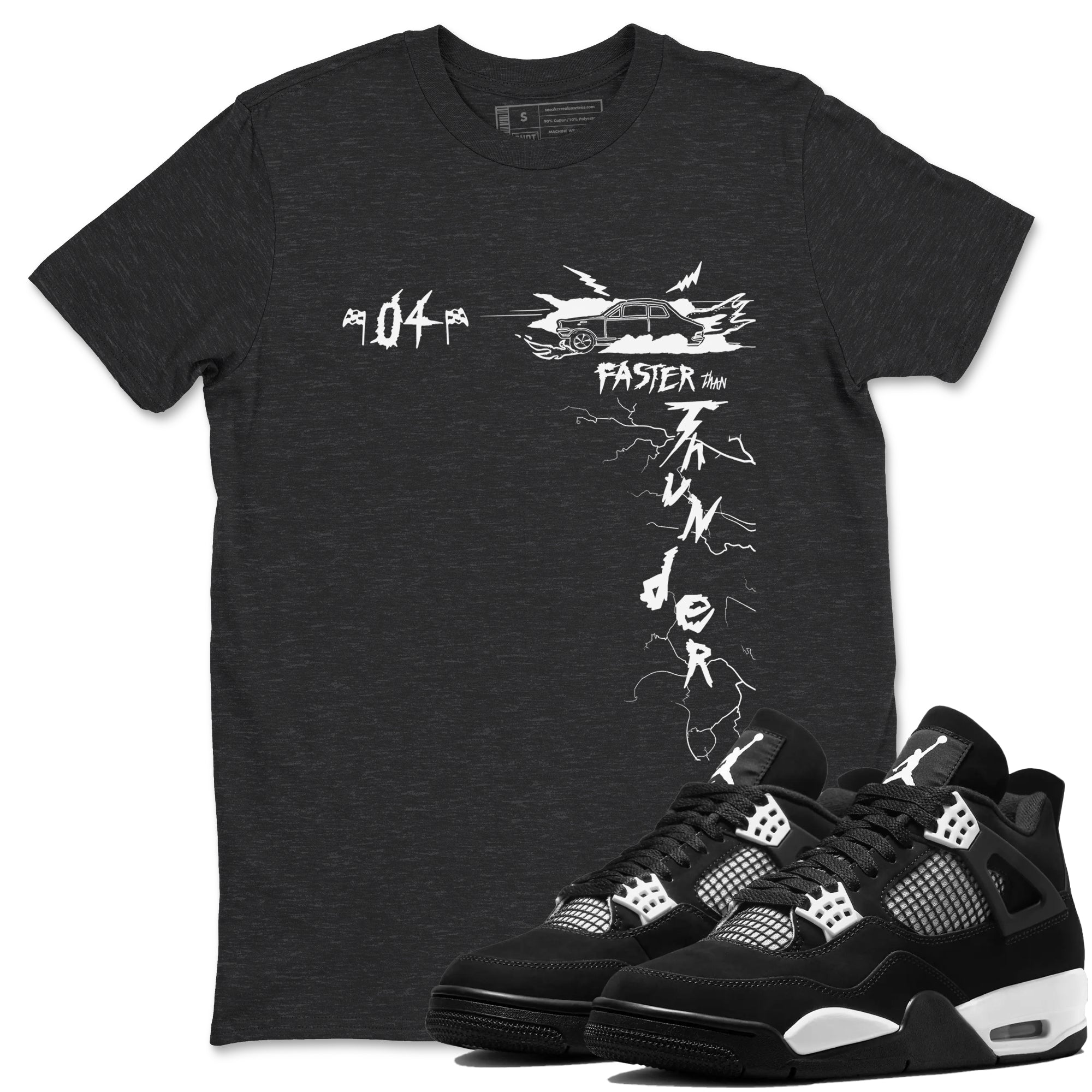 Faster Than Thunder snkmatch Tees - Air Jordan 4 White Thunder