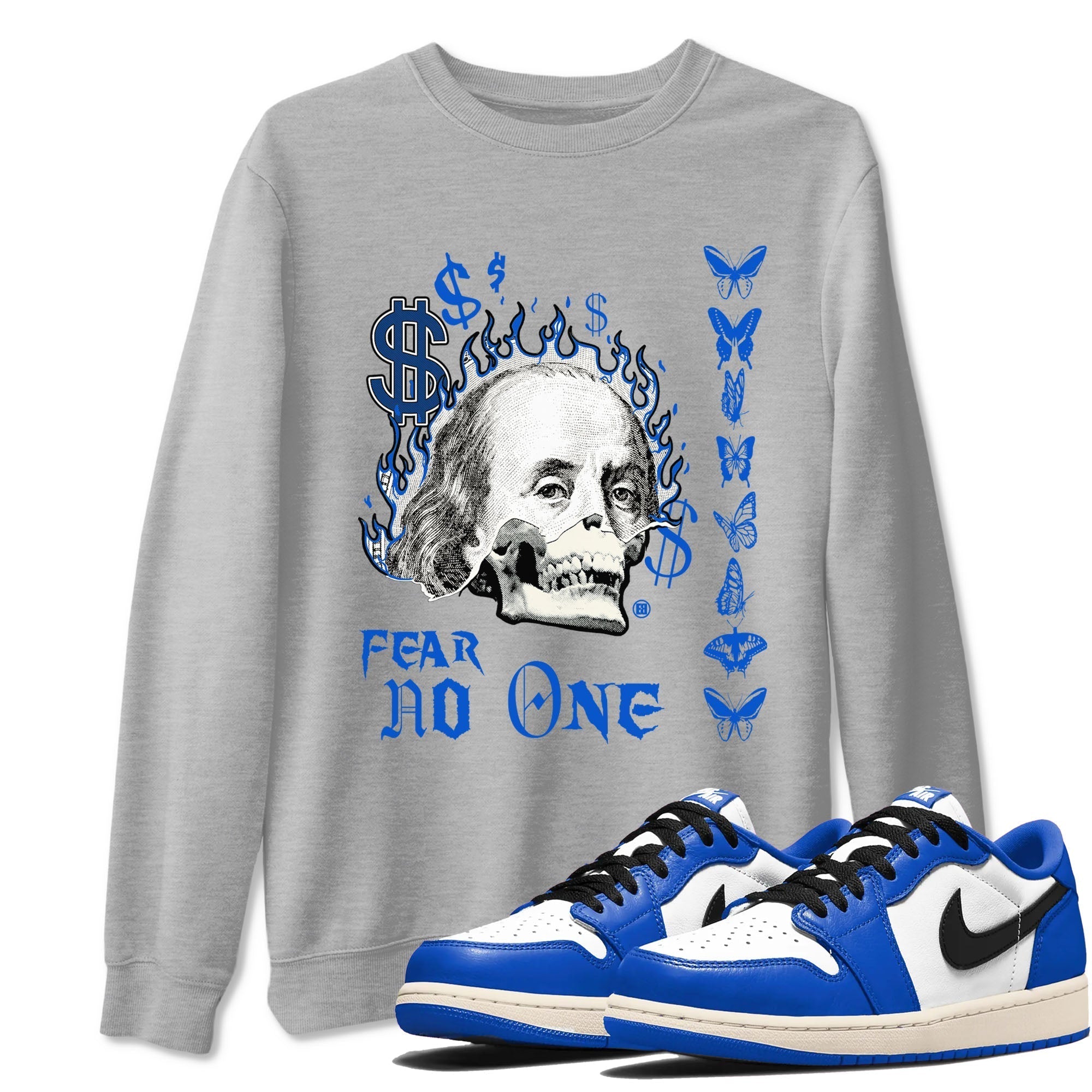 Fear No One snkmatch Tees - Air Jordan 1 Game Royal