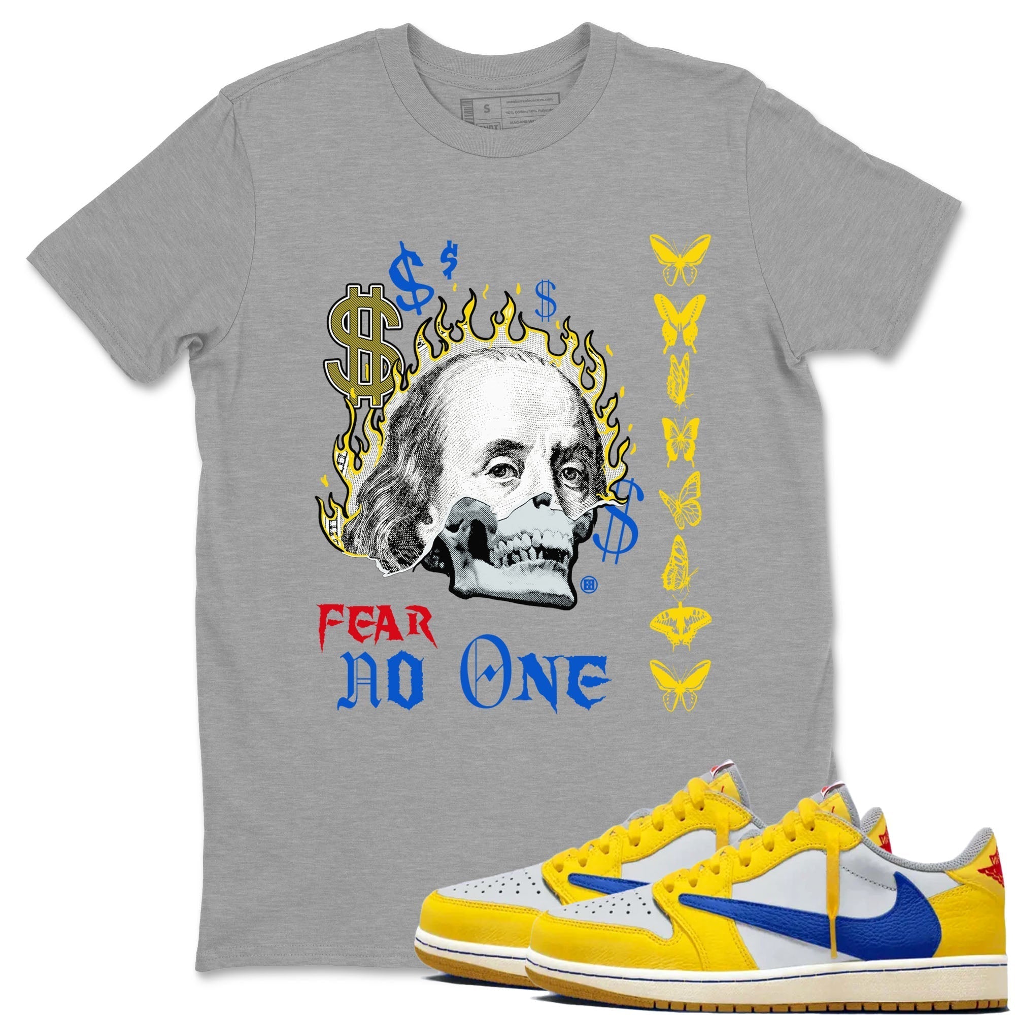 Fear No One snkmatch Tees - Air Jordan 1 Travis Scott Canary