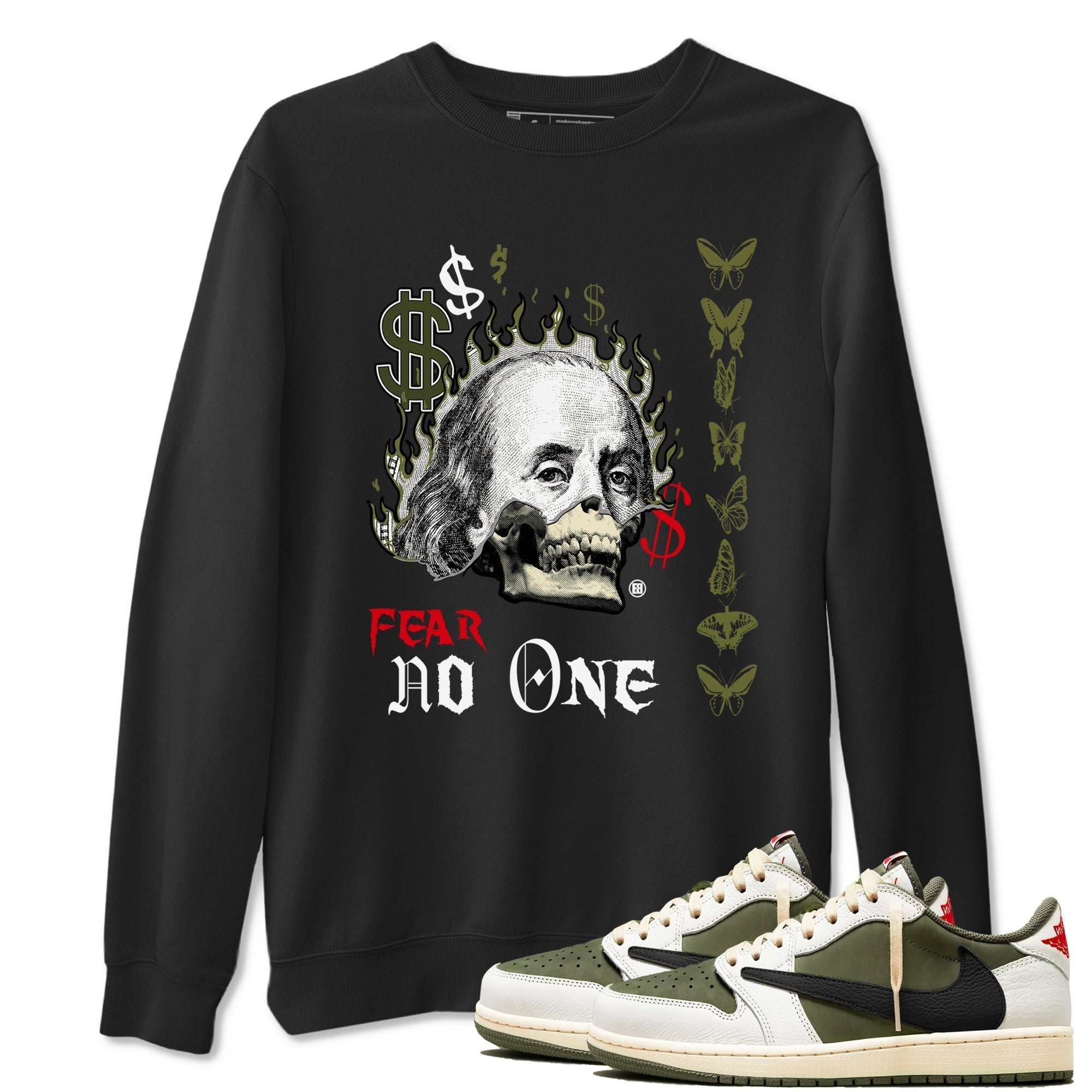 Fear No One snkmatch Tees - Air Jordan 1 Travis Scott Medium Olive