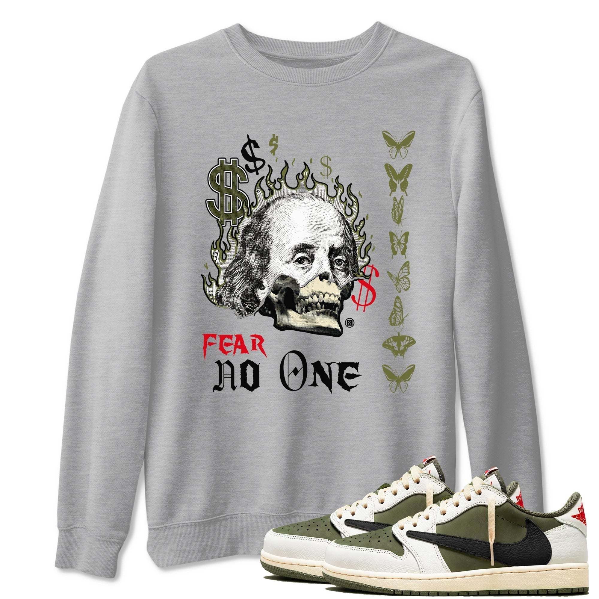 Fear No One snkmatch Tees - Air Jordan 1 Travis Scott Medium Olive