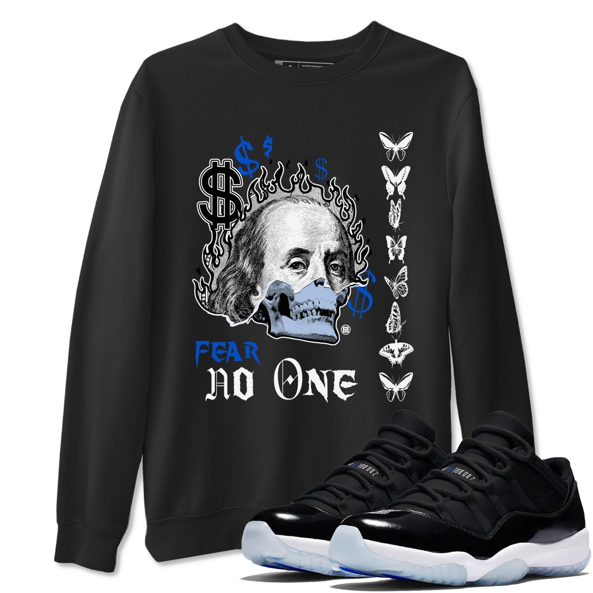 Fear No One snkmatch Tees - Air Jordan 11 Black and Varsity Royal