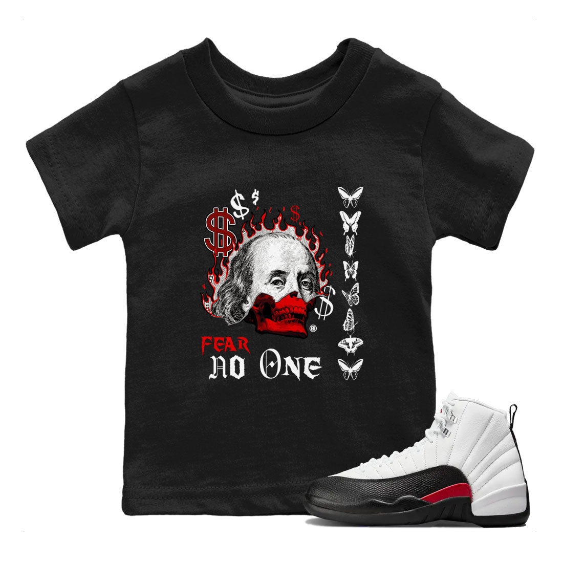 Fear No One snkmatch Tees Kids - Air Jordan 12 Taxi Flip