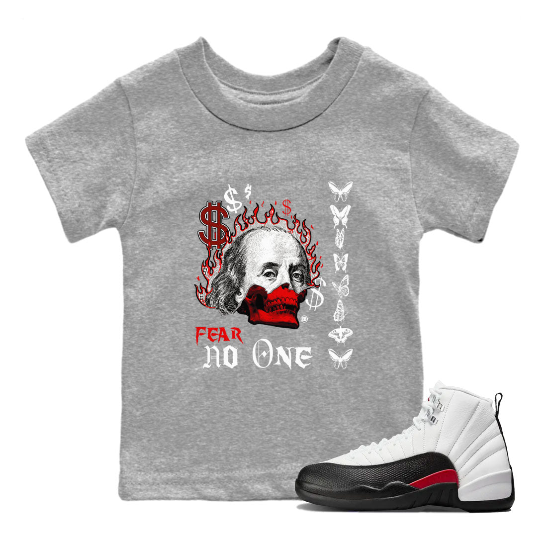 Fear No One snkmatch Tees Kids - Air Jordan 12 Taxi Flip