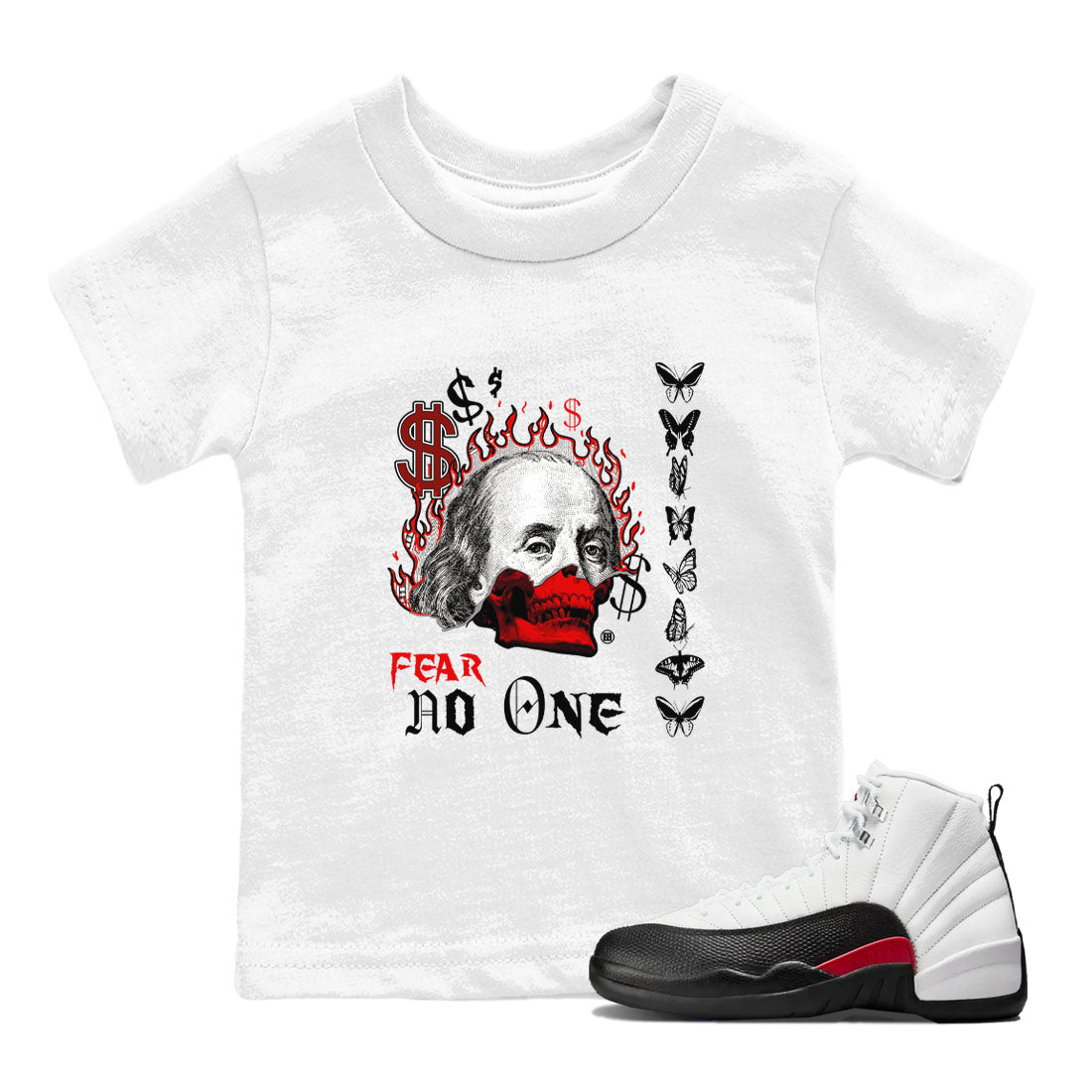 Fear No One snkmatch Tees Kids - Air Jordan 12 Taxi Flip