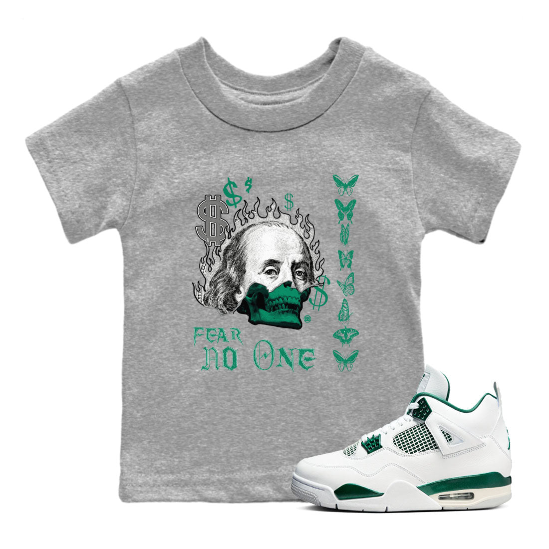 Fear No One snkmatch Tees Kids - Air Jordan 4 Oxidized Green