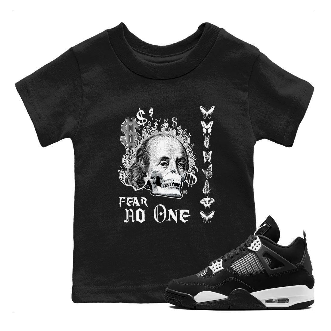 Fear No One snkmatch Tees Kids - Air Jordan 4 White Thunder