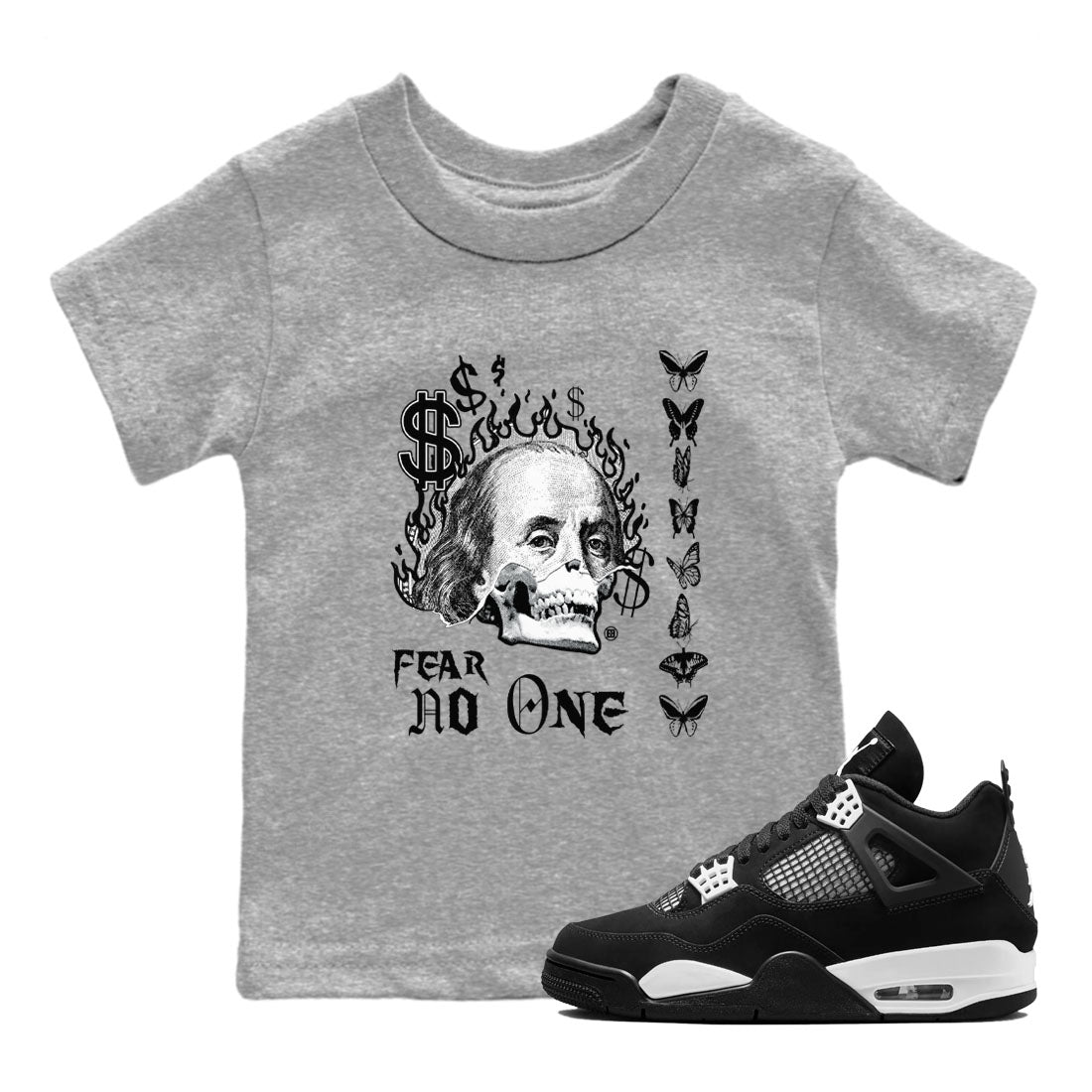 Fear No One snkmatch Tees Kids - Air Jordan 4 White Thunder