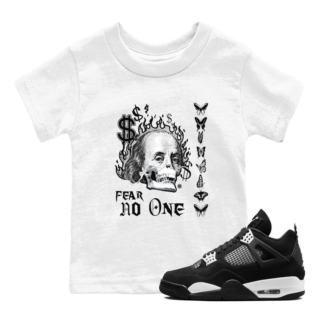 Fear No One snkmatch Tees Kids - Air Jordan 4 White Thunder