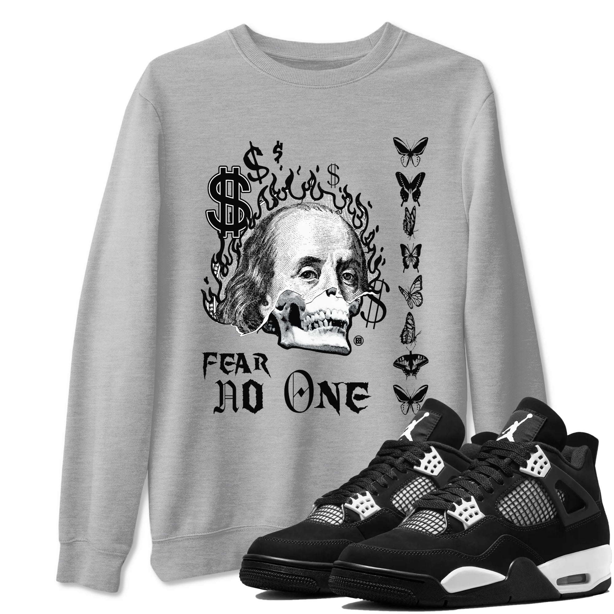 Fear No One snkmatch Tees - Air Jordan 4 White Thunder