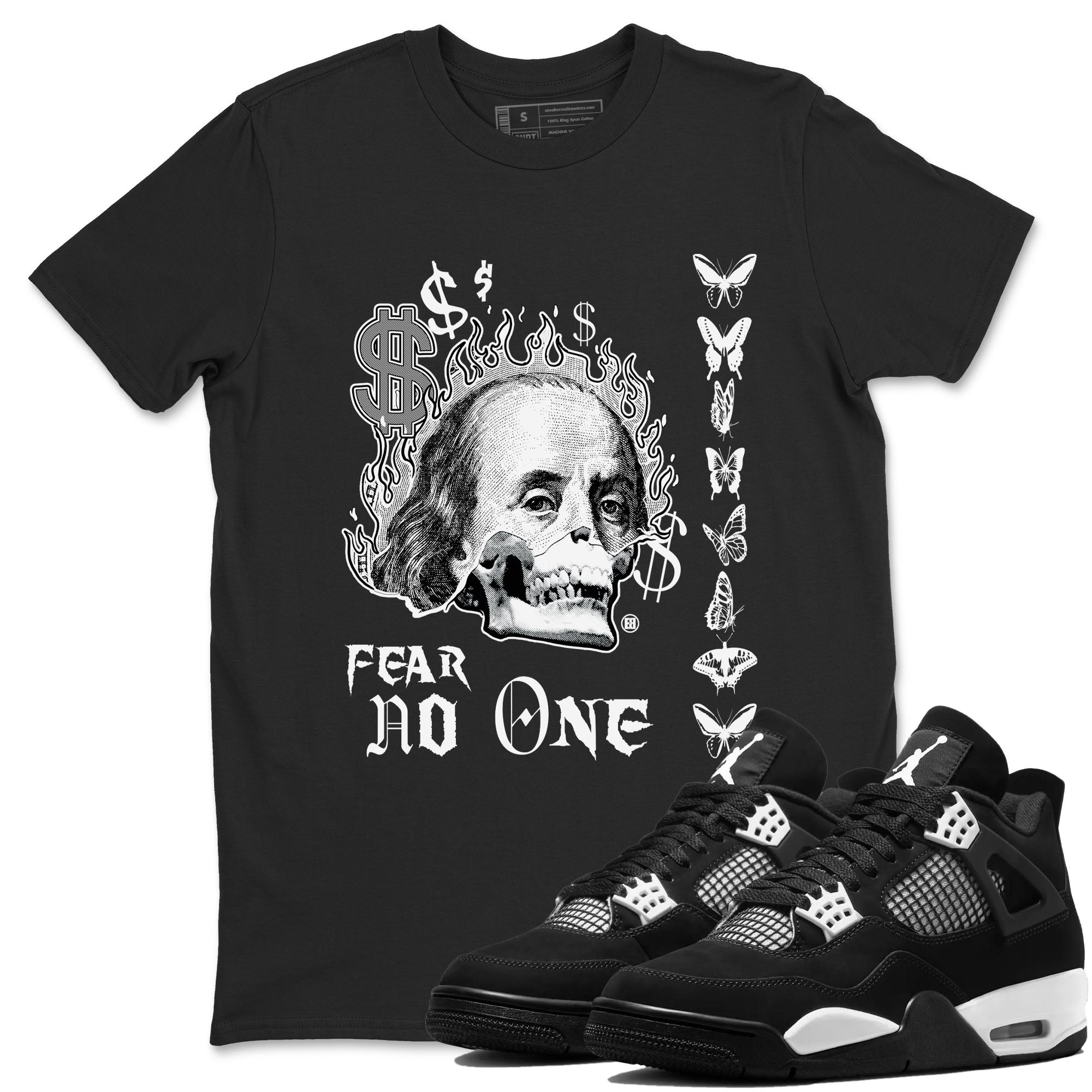 Fear No One snkmatch Tees - Air Jordan 4 White Thunder