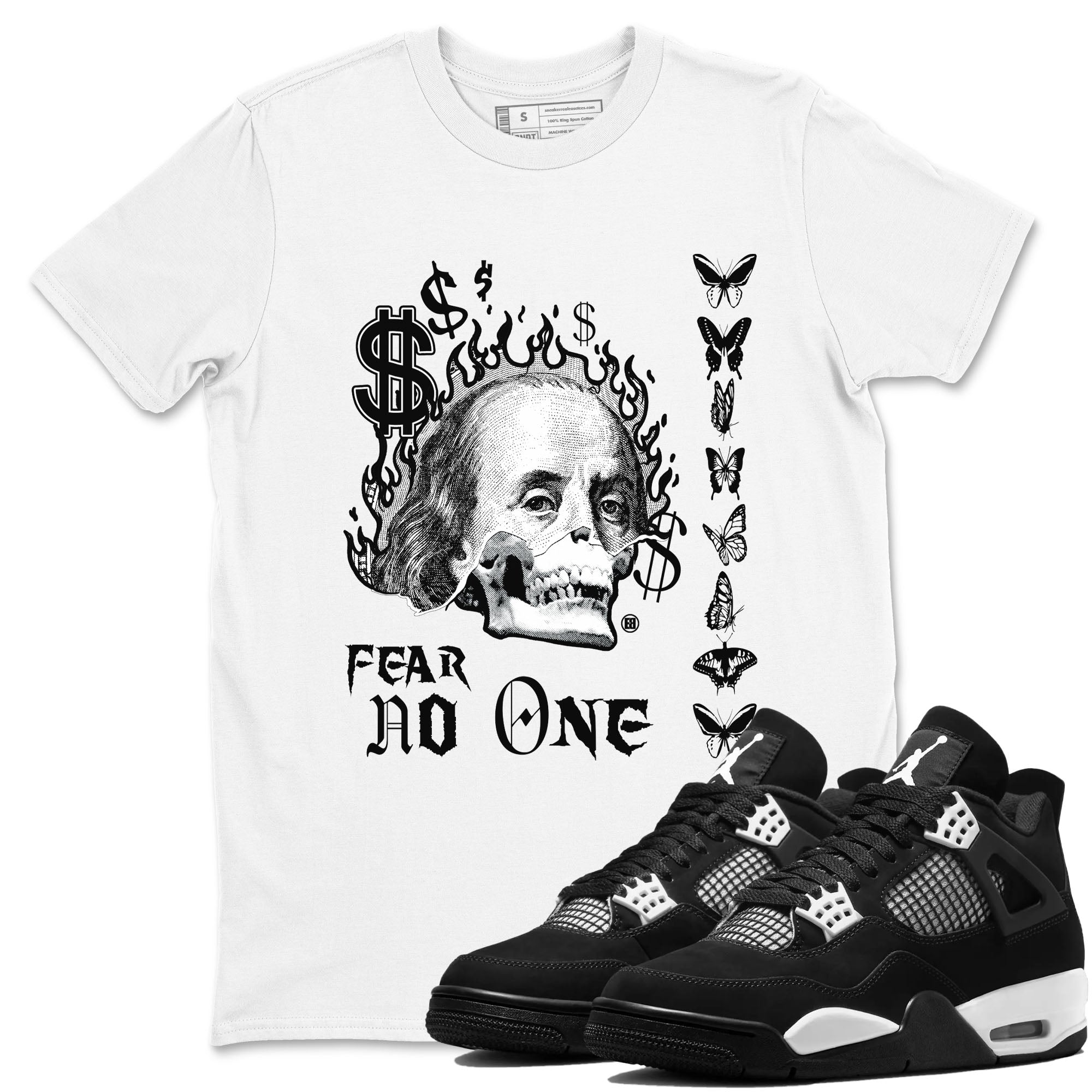 Fear No One snkmatch Tees - Air Jordan 4 White Thunder