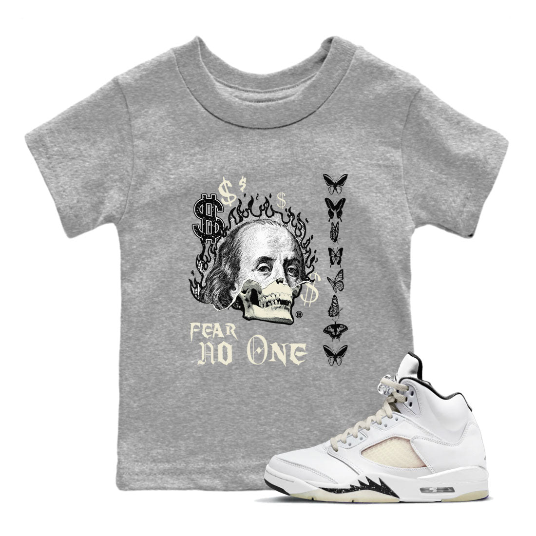 Fear No One snkmatch Tees Kids - Air Jordan 5 Sail