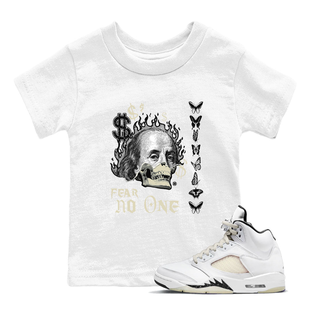 Fear No One snkmatch Tees Kids - Air Jordan 5 Sail