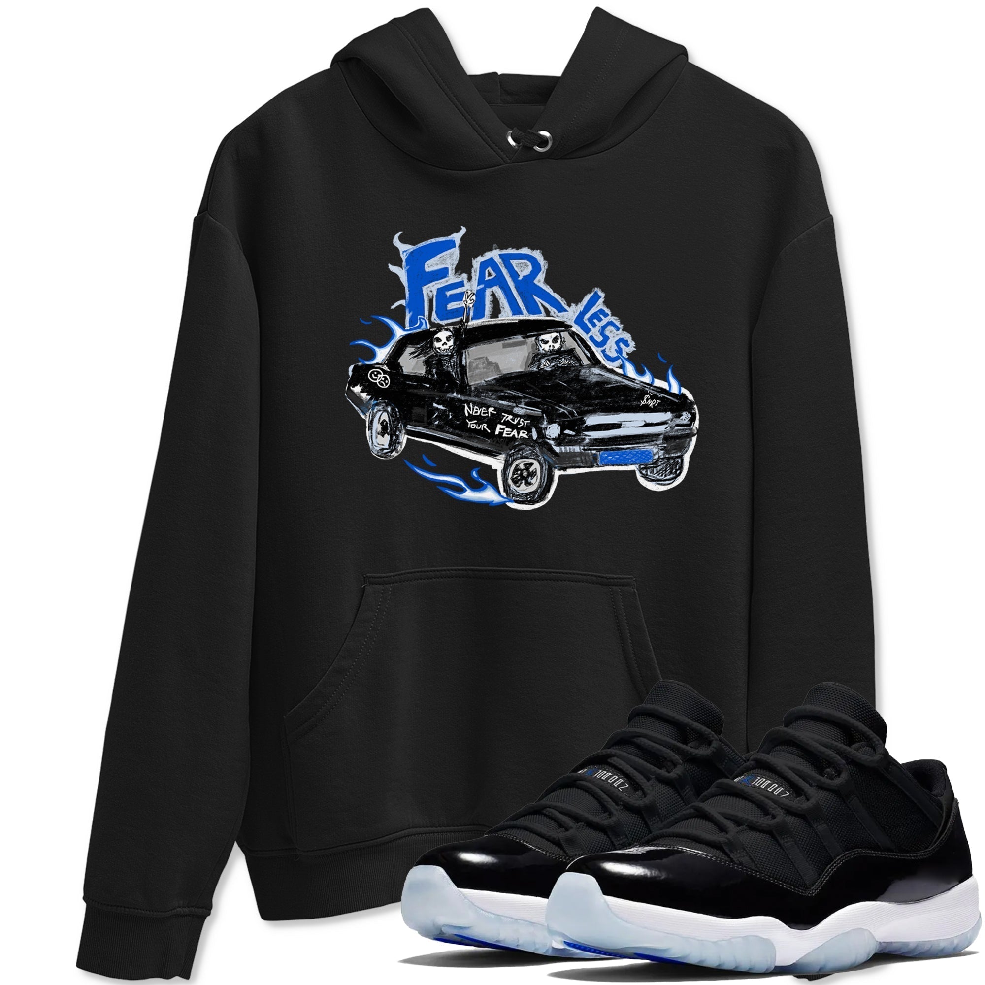 Fearless Car snkmatch Tees - Air Jordan 11 Black and Varsity Royal