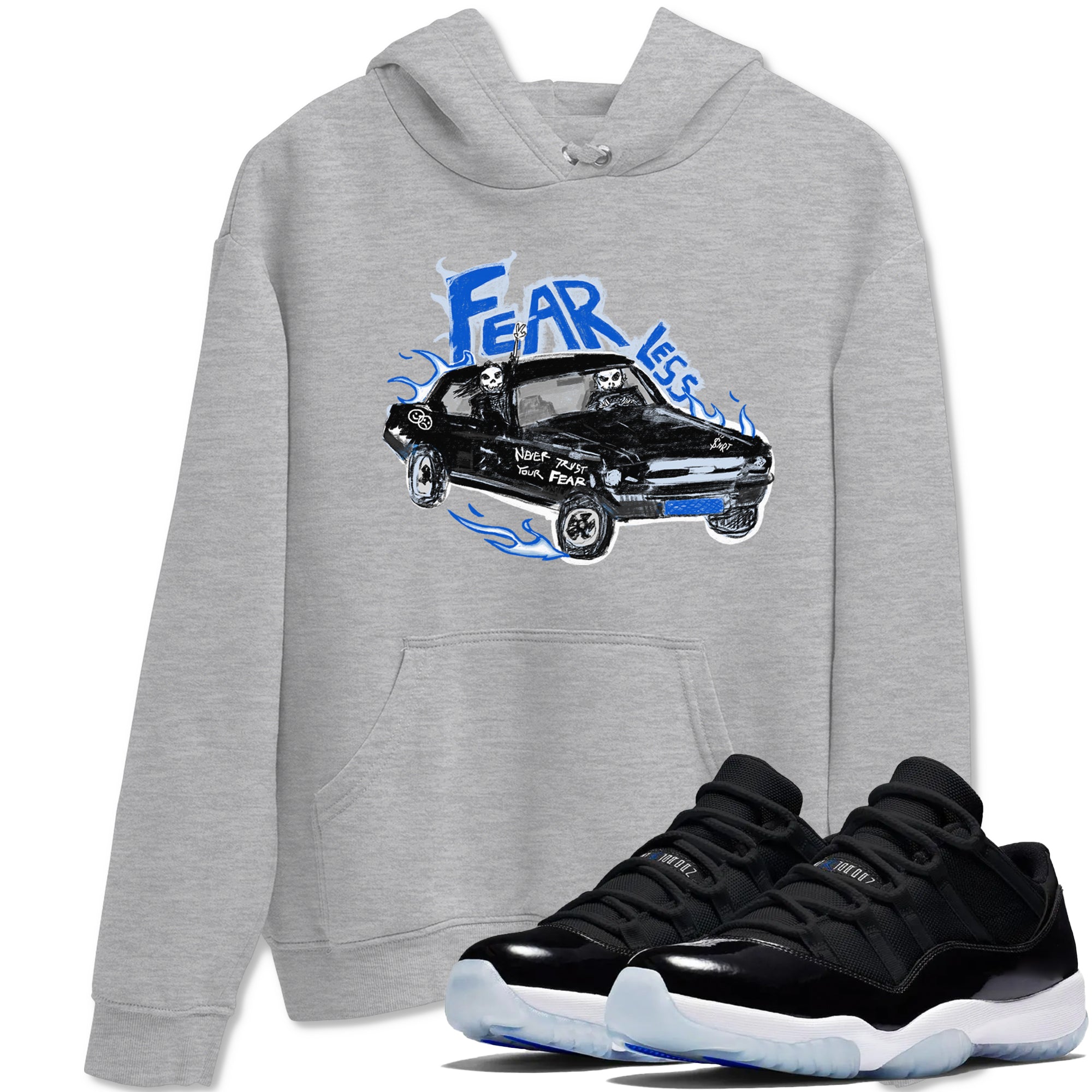 Fearless Car snkmatch Tees - Air Jordan 11 Black and Varsity Royal