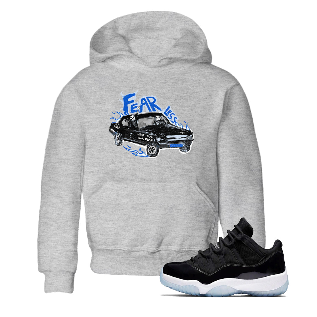 Fearless Car snkmatch Tees Kids - Air Jordan 11 Black and Varsity Royal