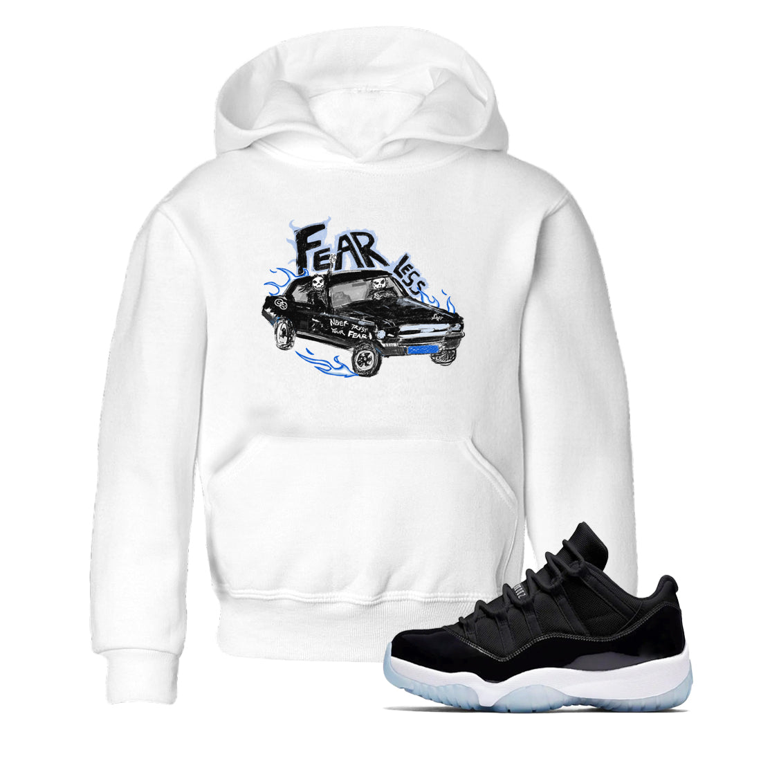 Fearless Car snkmatch Tees Kids - Air Jordan 11 Black and Varsity Royal
