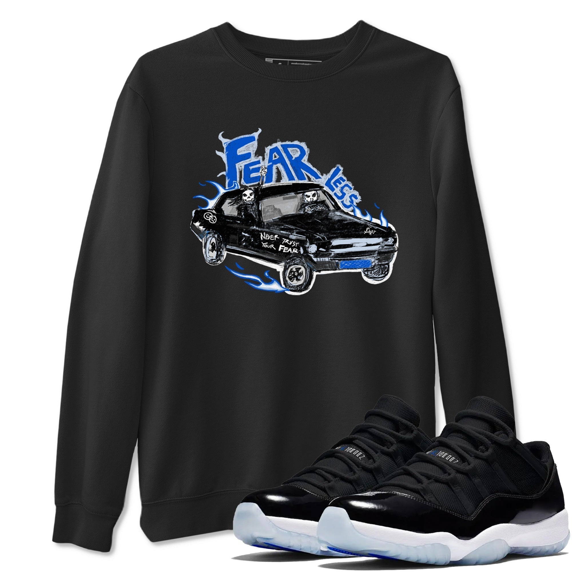 Fearless Car snkmatch Tees - Air Jordan 11 Black and Varsity Royal