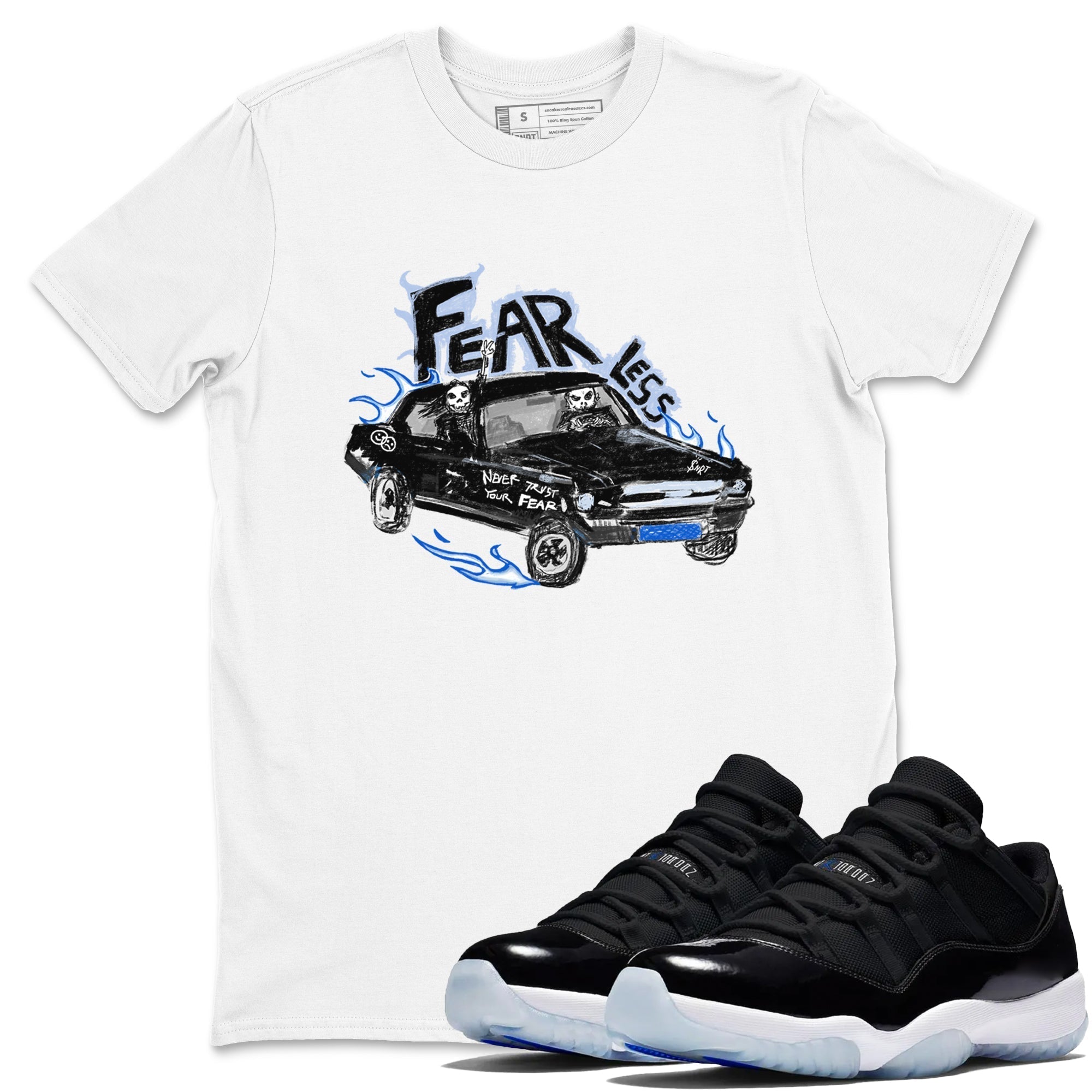 Fearless Car snkmatch Tees - Air Jordan 11 Black and Varsity Royal