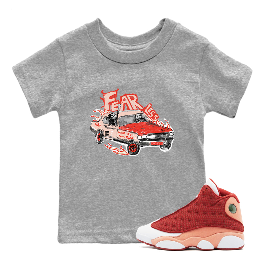 Fearless Car snkmatch Tees Kids - Air Jordan 13 Dune Red