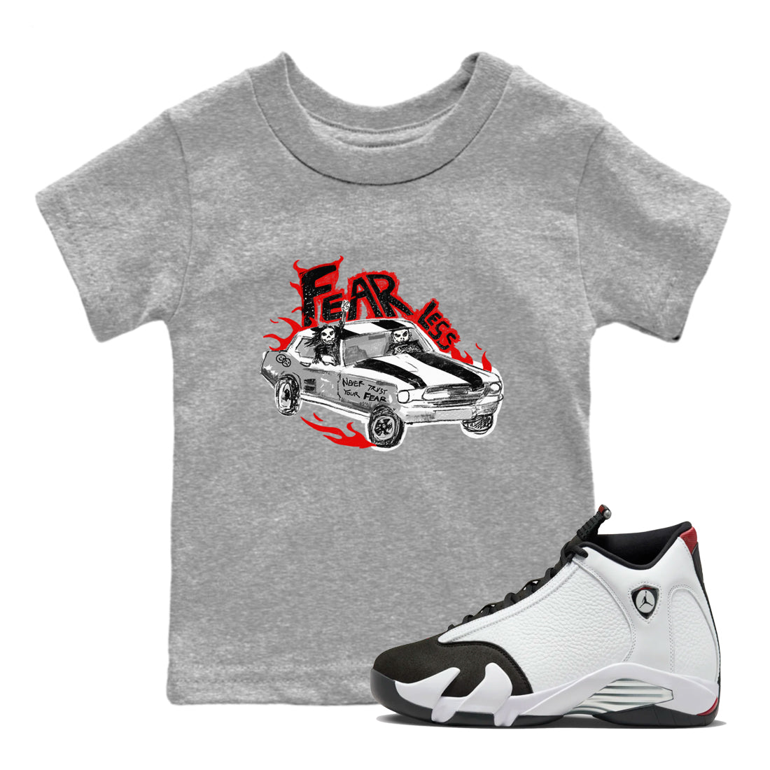 Fearless Car snkmatch Tees Kids - Air Jordan 14 Black Toe