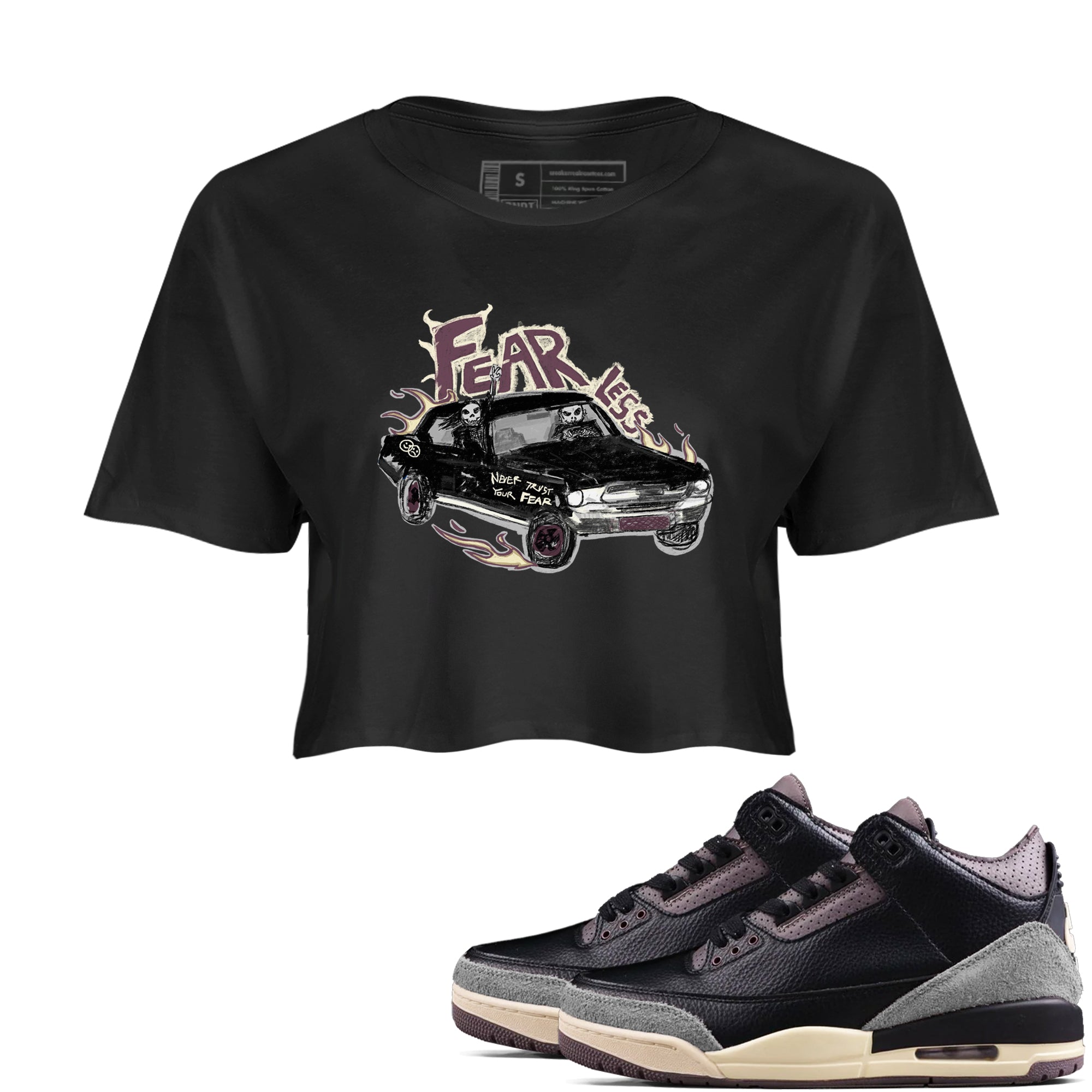 Fearless Car snkmatch Women's Top - Air Jordan 3 A Ma Maniere x Black