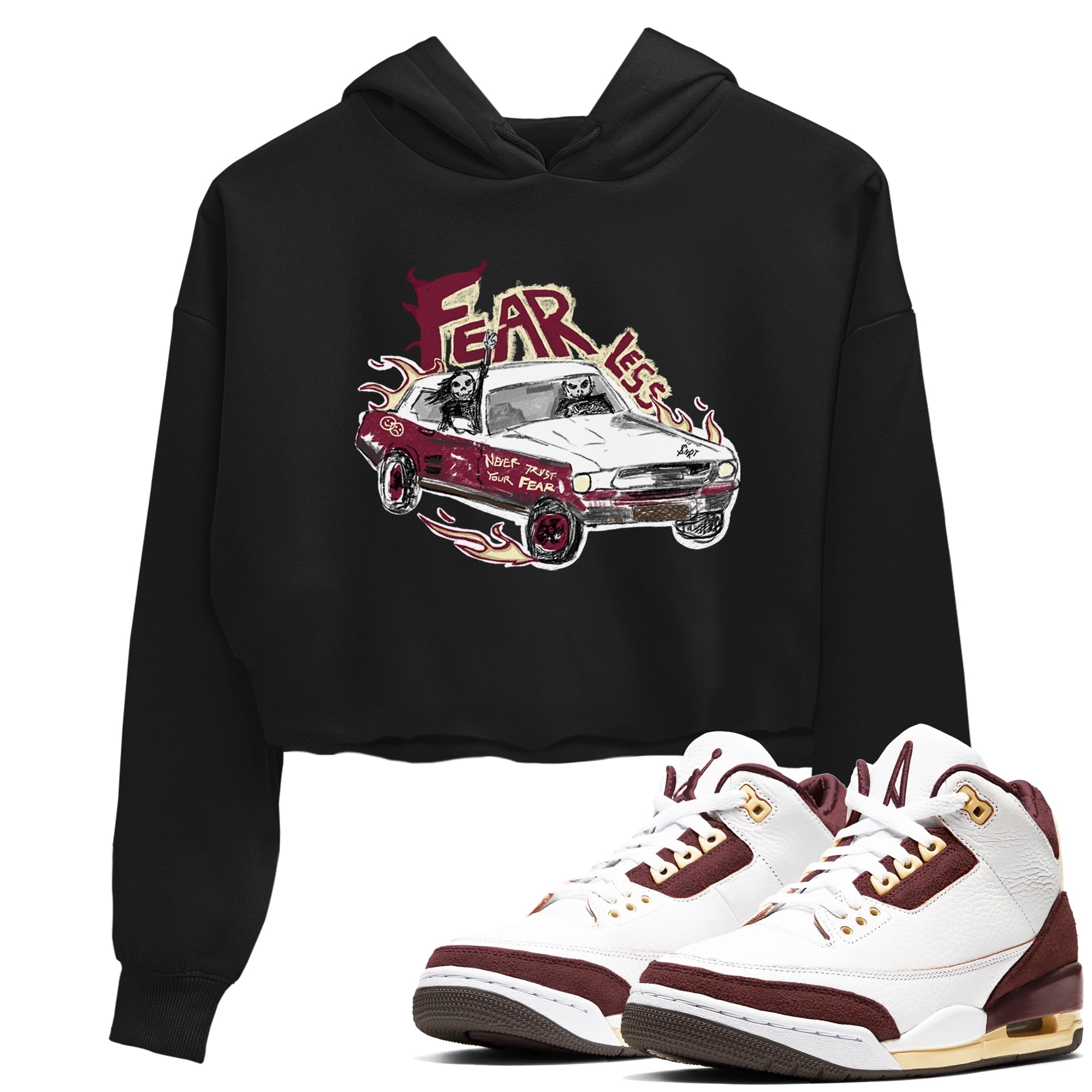 Fearless Car snkmatch Women's Top - Air Jordan 3 A Ma Maniere x Burgundy Crush