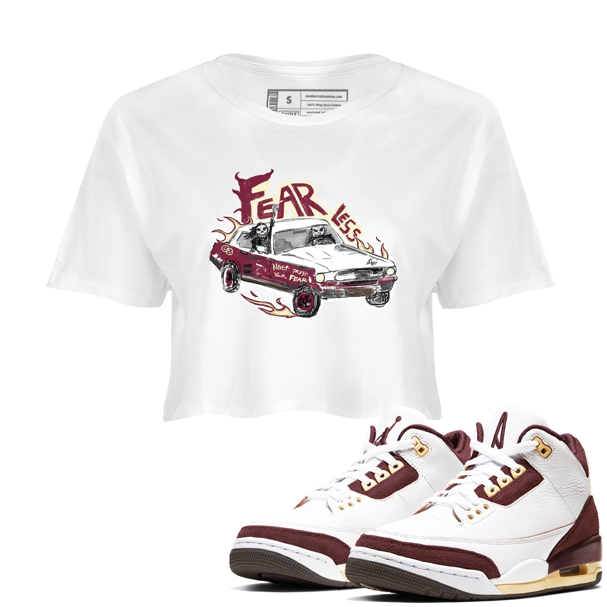Fearless Car snkmatch Women's Top - Air Jordan 3 A Ma Maniere x Burgundy Crush