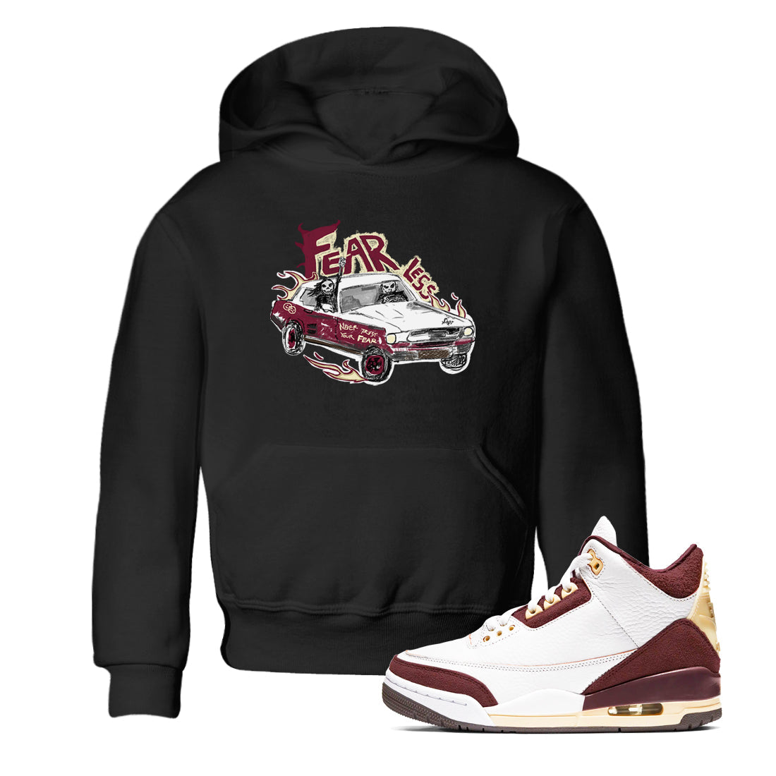 Fearless Car snkmatch Tees Kids - Air Jordan 3 A Ma Maniere x Burgundy Crush