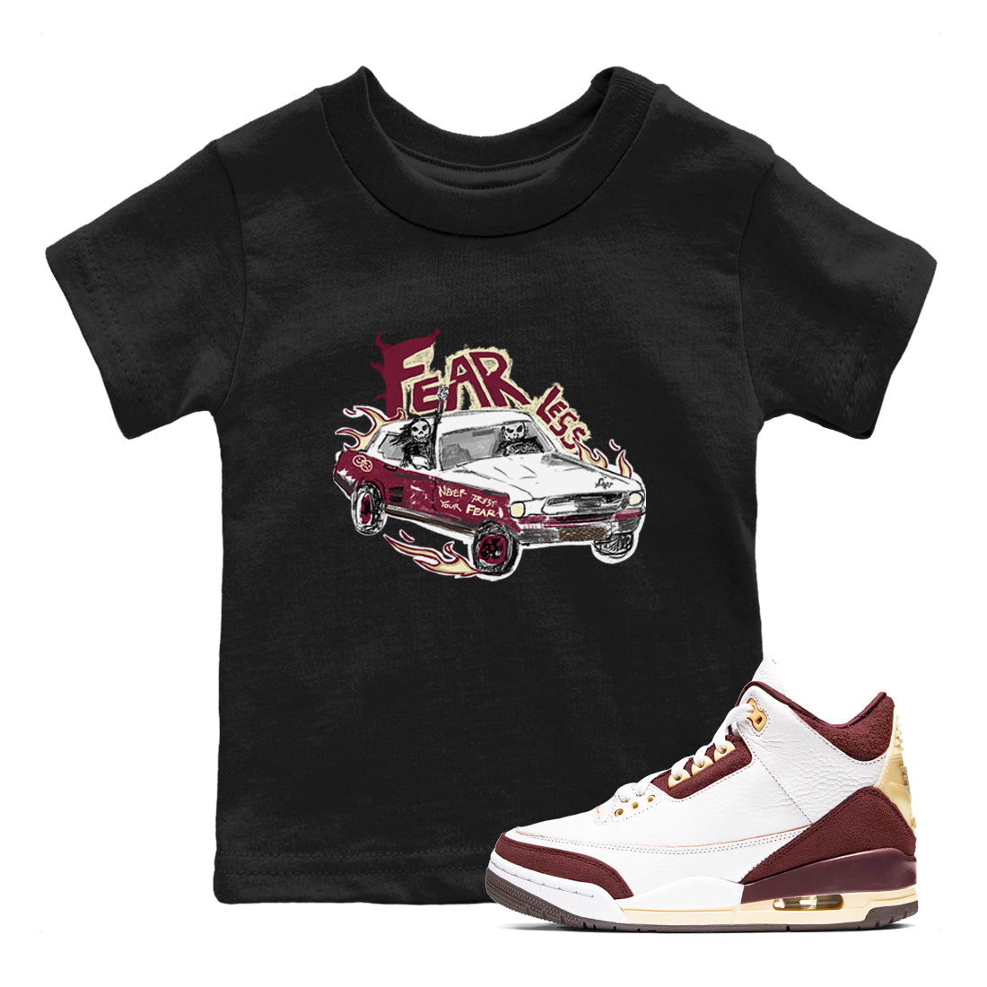 Fearless Car snkmatch Tees Kids - Air Jordan 3 A Ma Maniere x Burgundy Crush