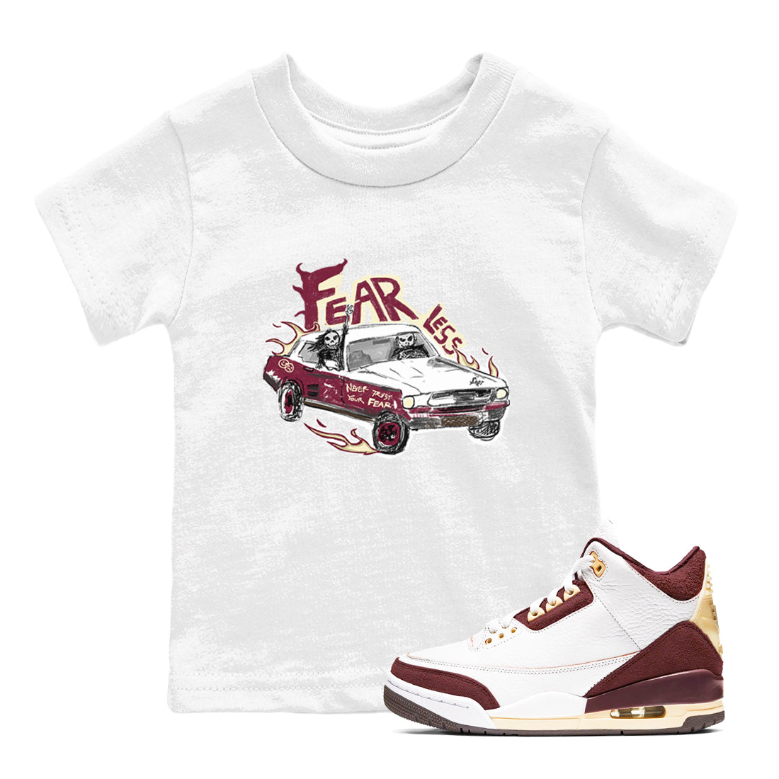 Fearless Car snkmatch Tees Kids - Air Jordan 3 A Ma Maniere x Burgundy Crush