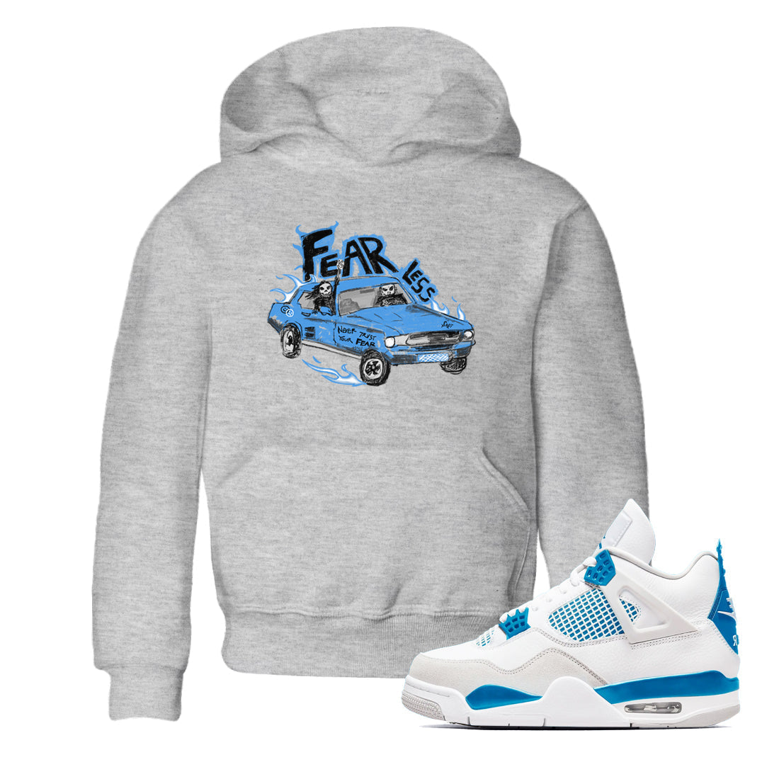 Fearless Car snkmatch Tees Kids - Air Jordan 4 Military Blue