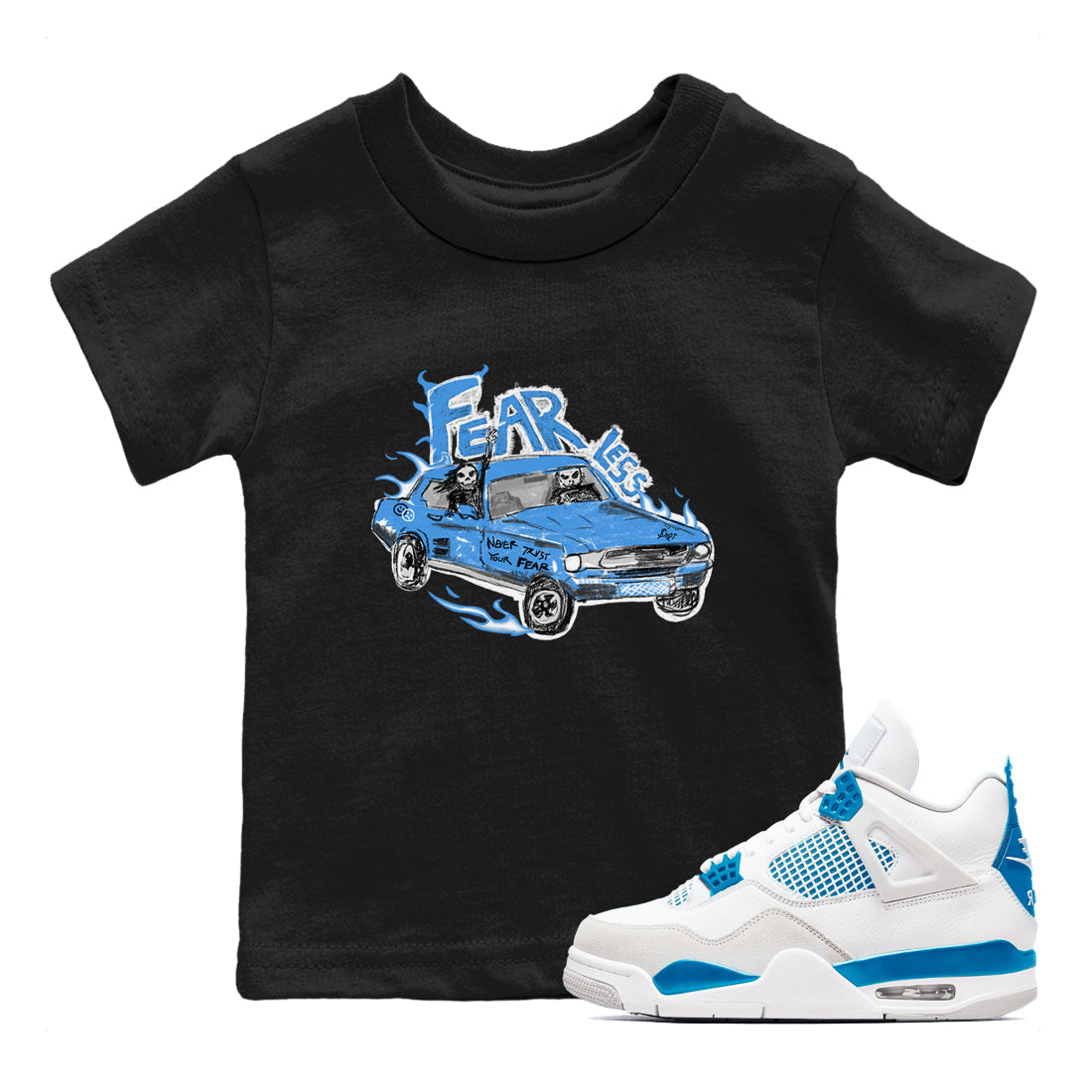 Fearless Car snkmatch Tees Kids - Air Jordan 4 Military Blue