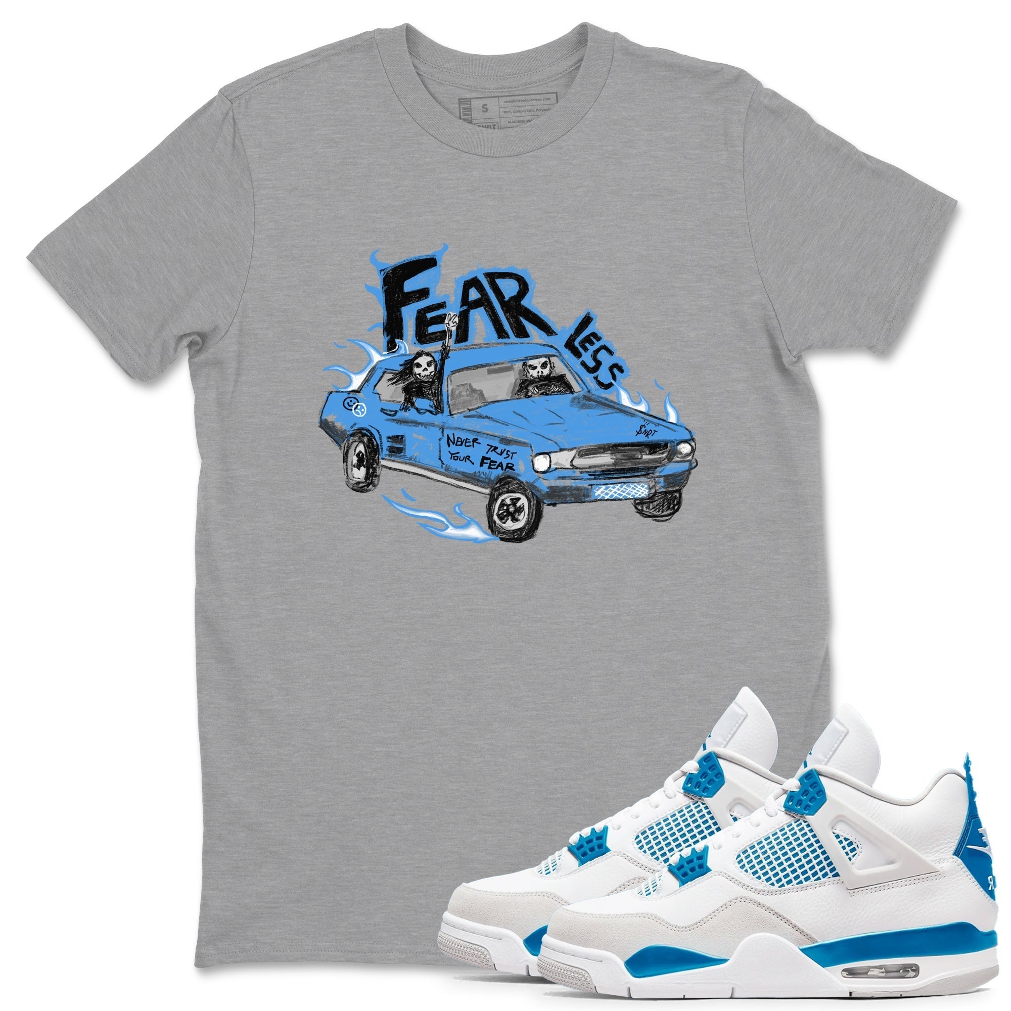 Fearless Car snkmatch Tees - Air Jordan 4 Military Blue